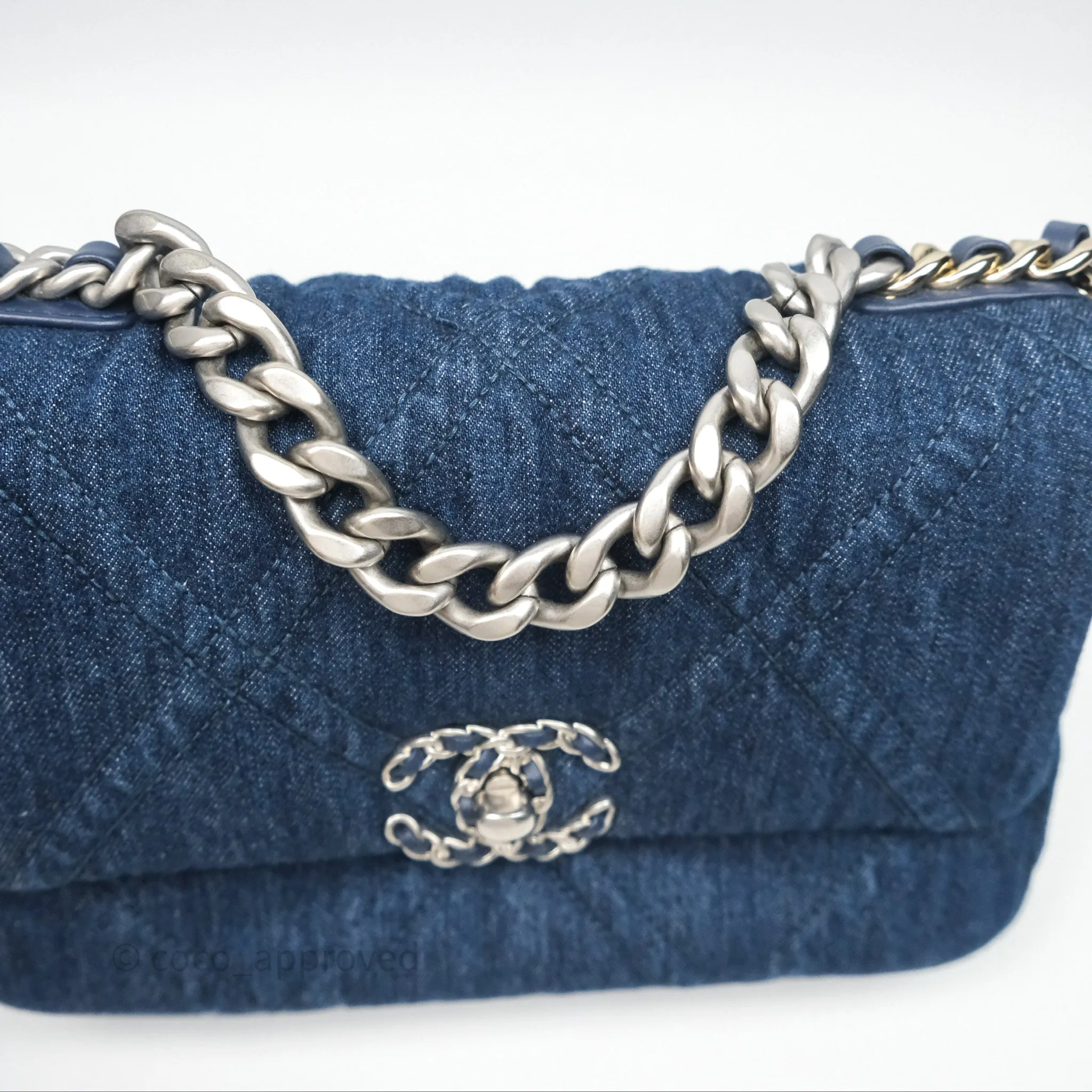 Chanel 19 Small Denim Fabric Mixed Hardware 22P
