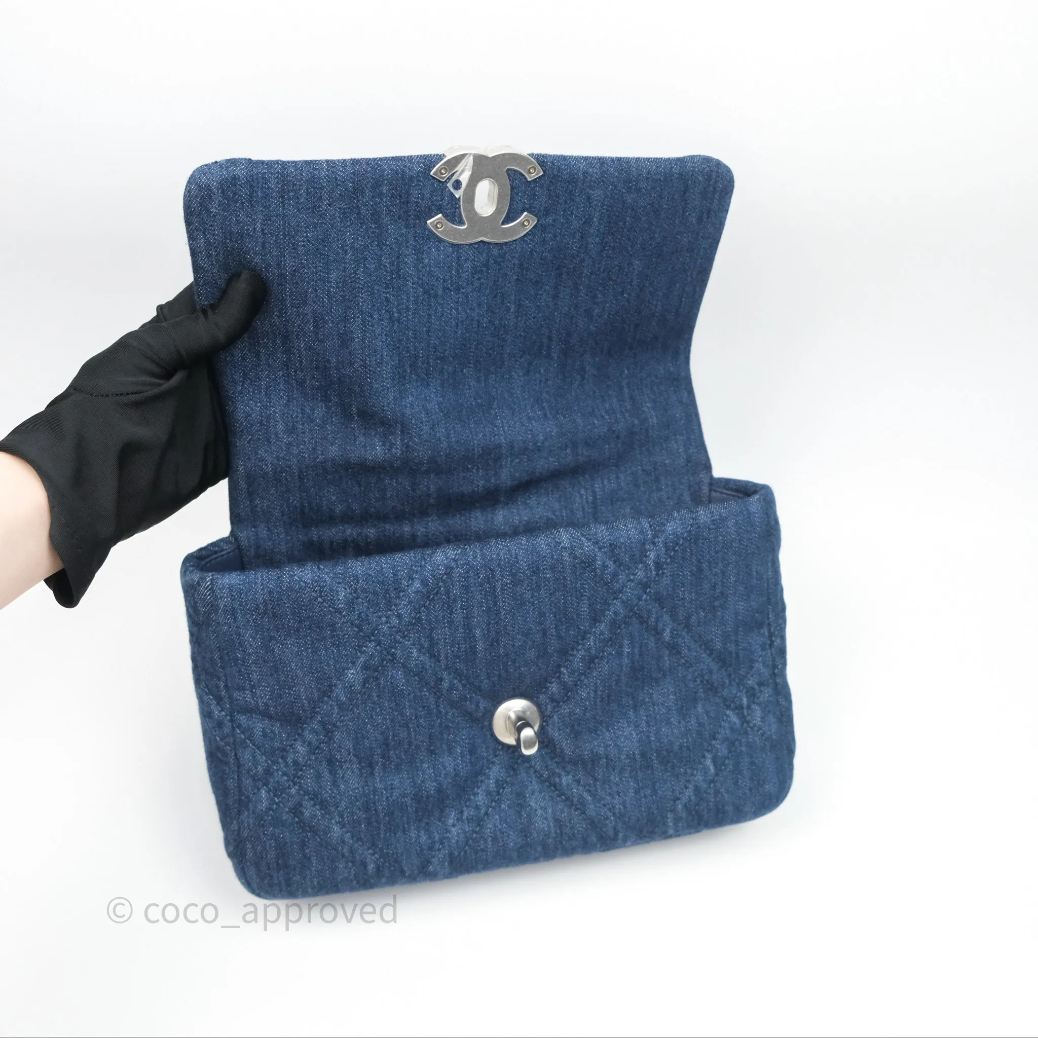 Chanel 19 Small Denim Fabric Mixed Hardware 22P