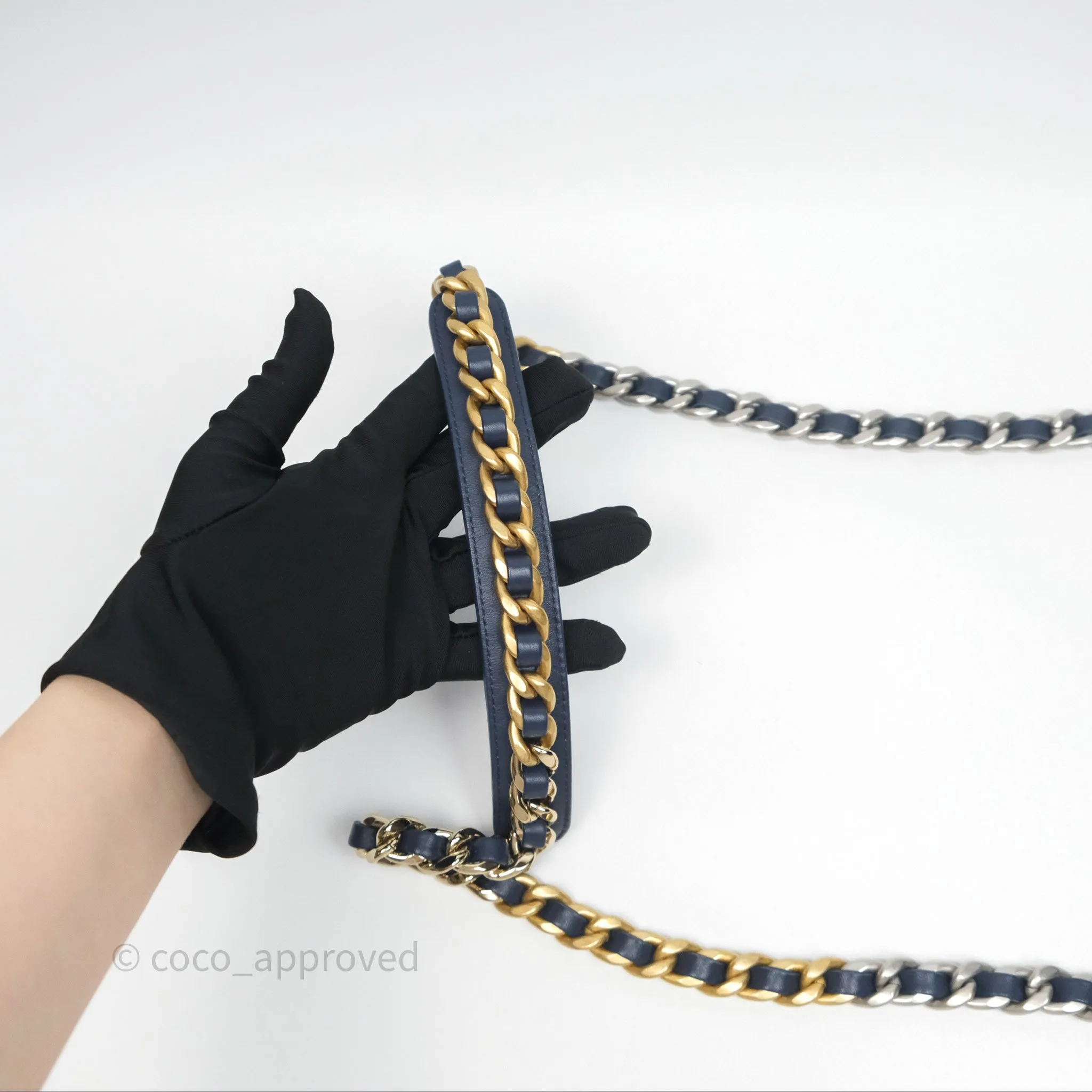 Chanel 19 Small Denim Fabric Mixed Hardware 22P
