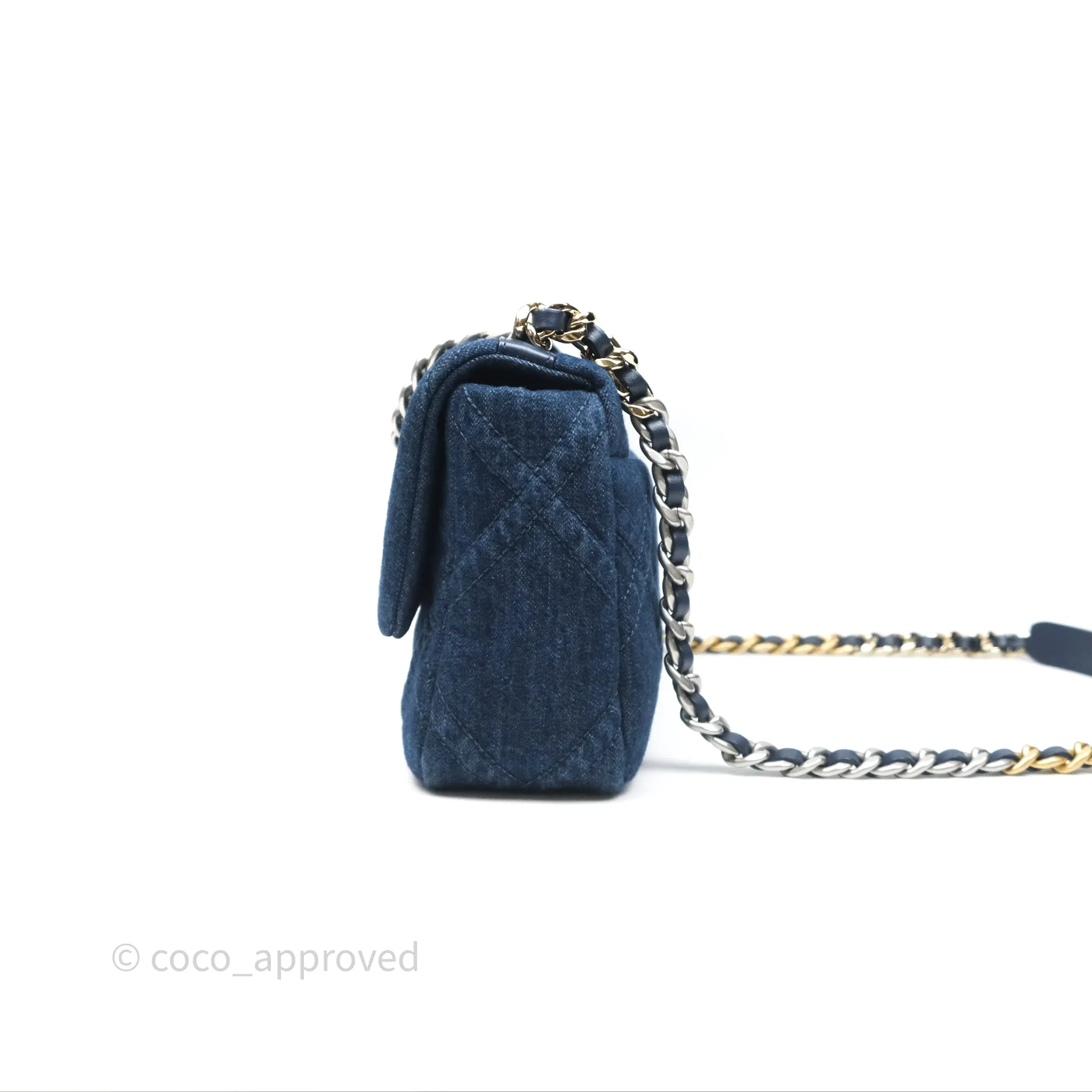Chanel 19 Small Denim Fabric Mixed Hardware 22P