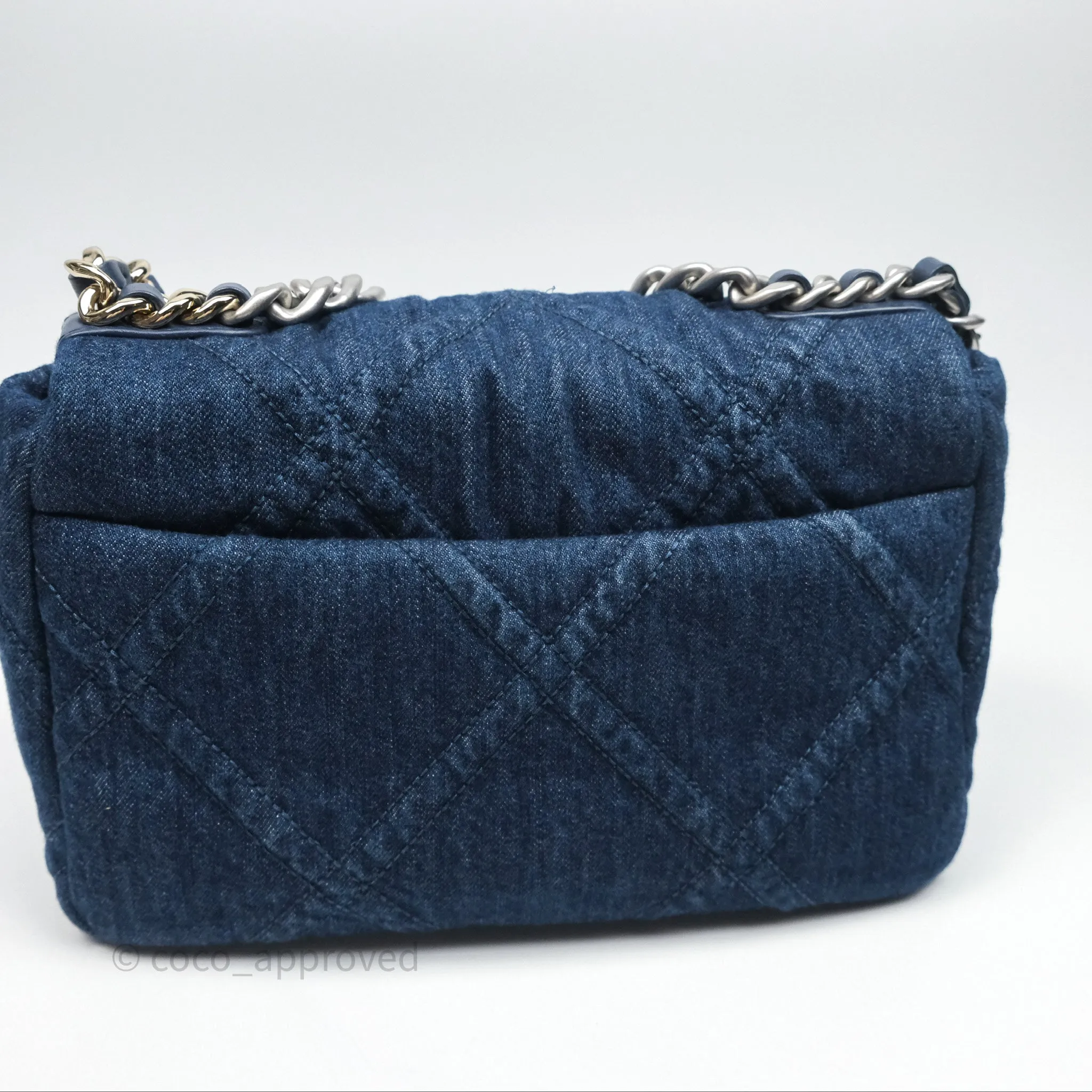 Chanel 19 Small Denim Fabric Mixed Hardware 22P