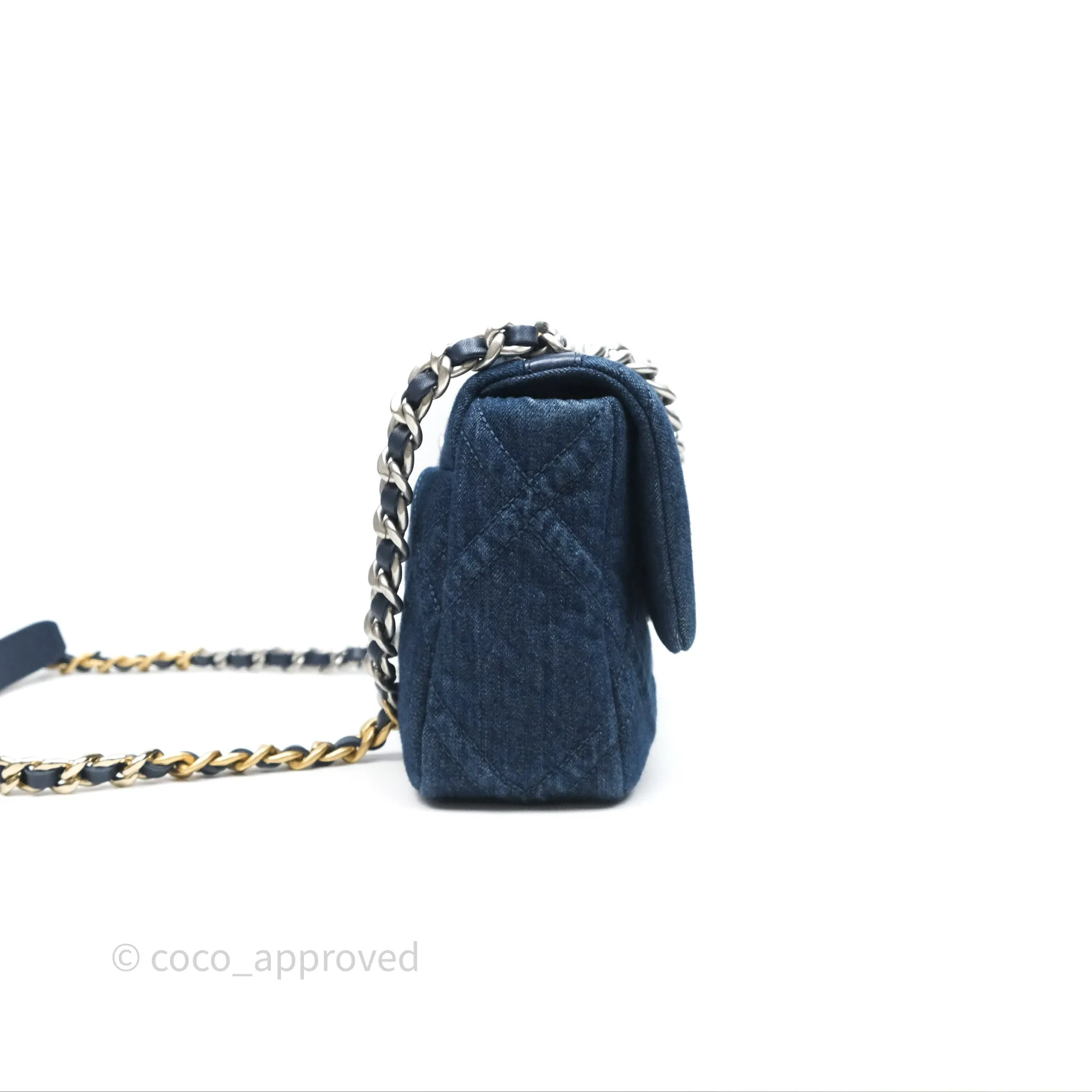 Chanel 19 Small Denim Fabric Mixed Hardware 22P