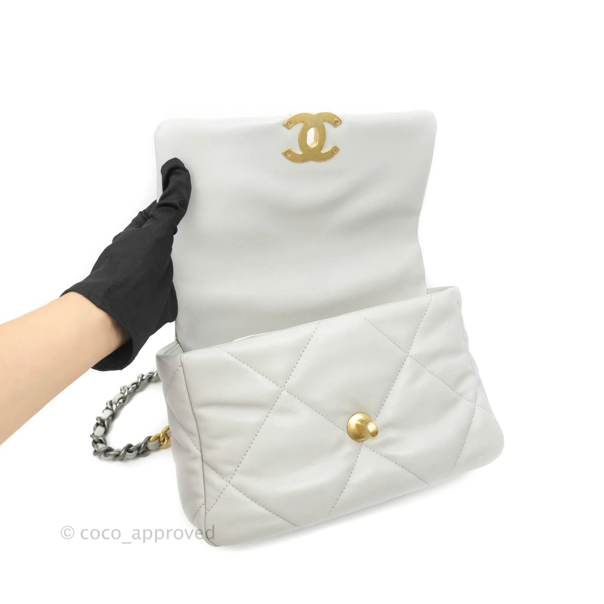 Chanel 19 Small Grey Lambskin Mixed Hardware
