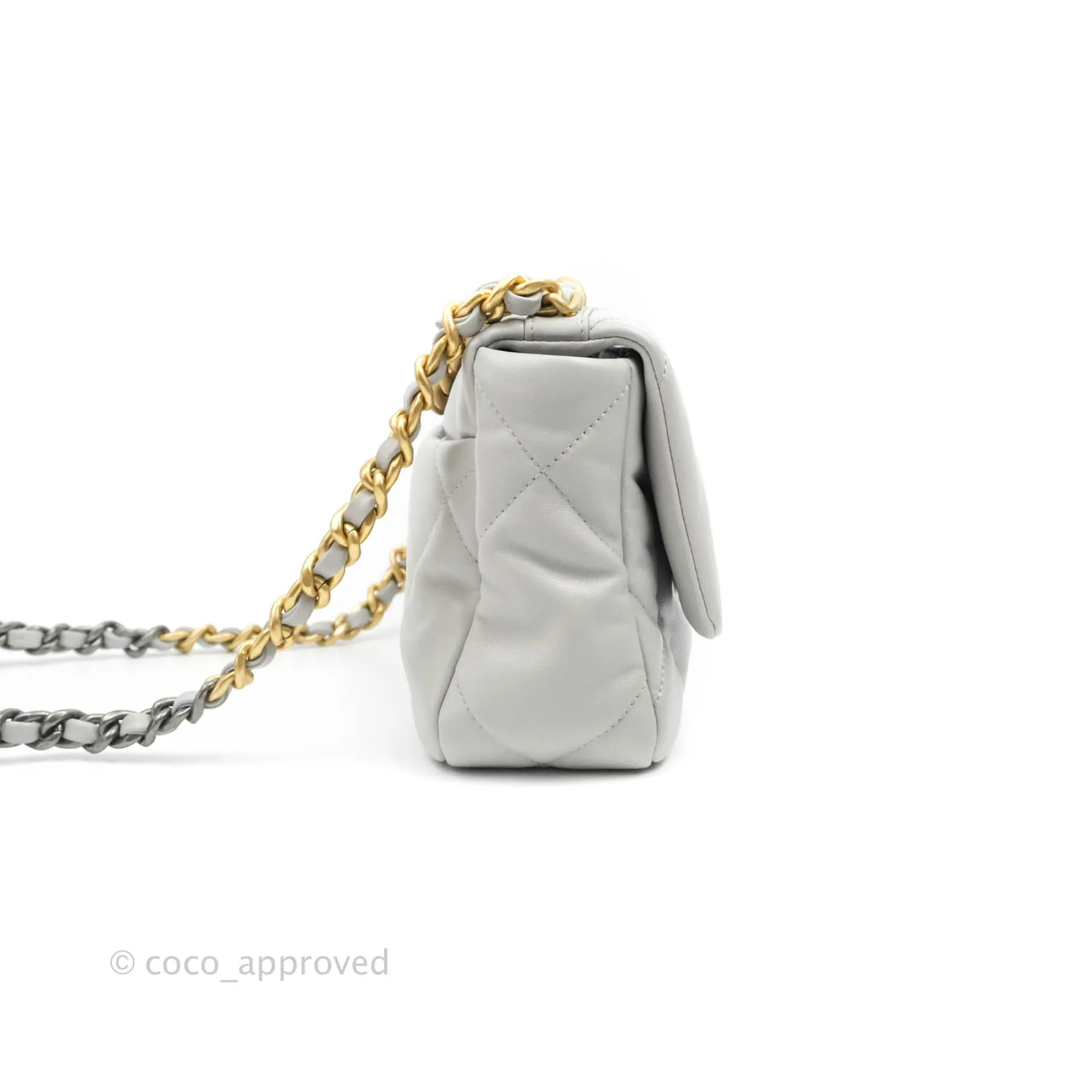 Chanel 19 Small Grey Lambskin Mixed Hardware