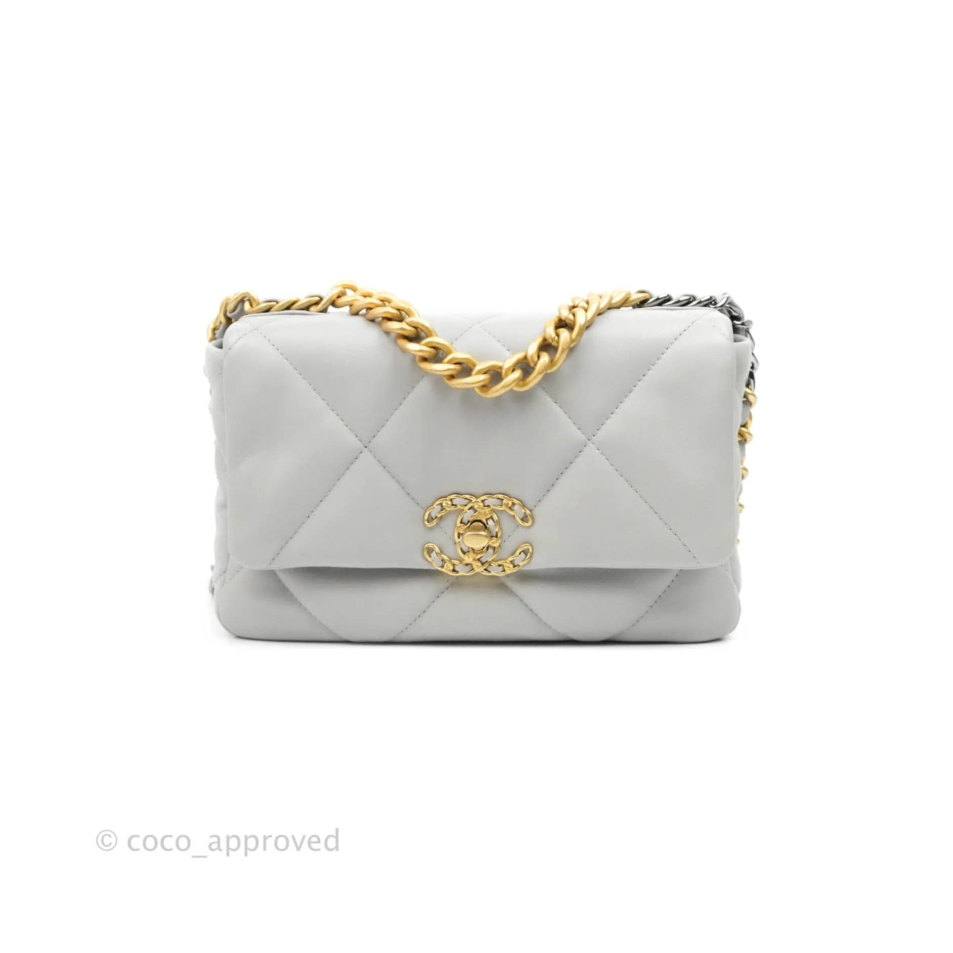 Chanel 19 Small Grey Lambskin Mixed Hardware