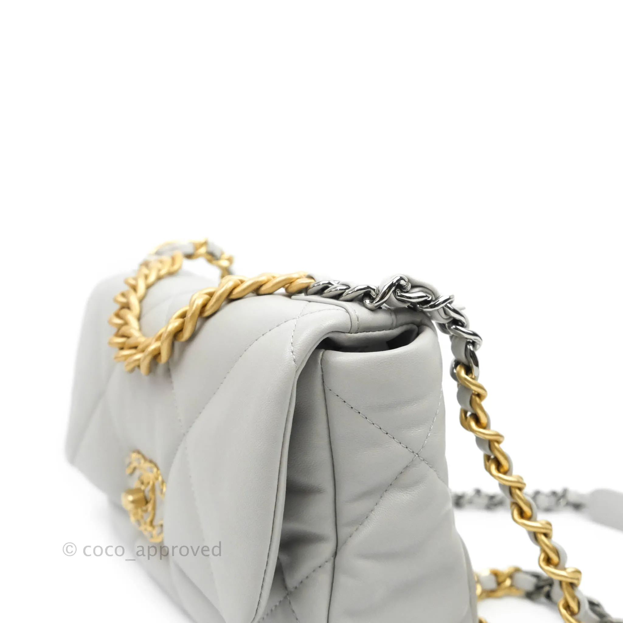 Chanel 19 Small Grey Lambskin Mixed Hardware
