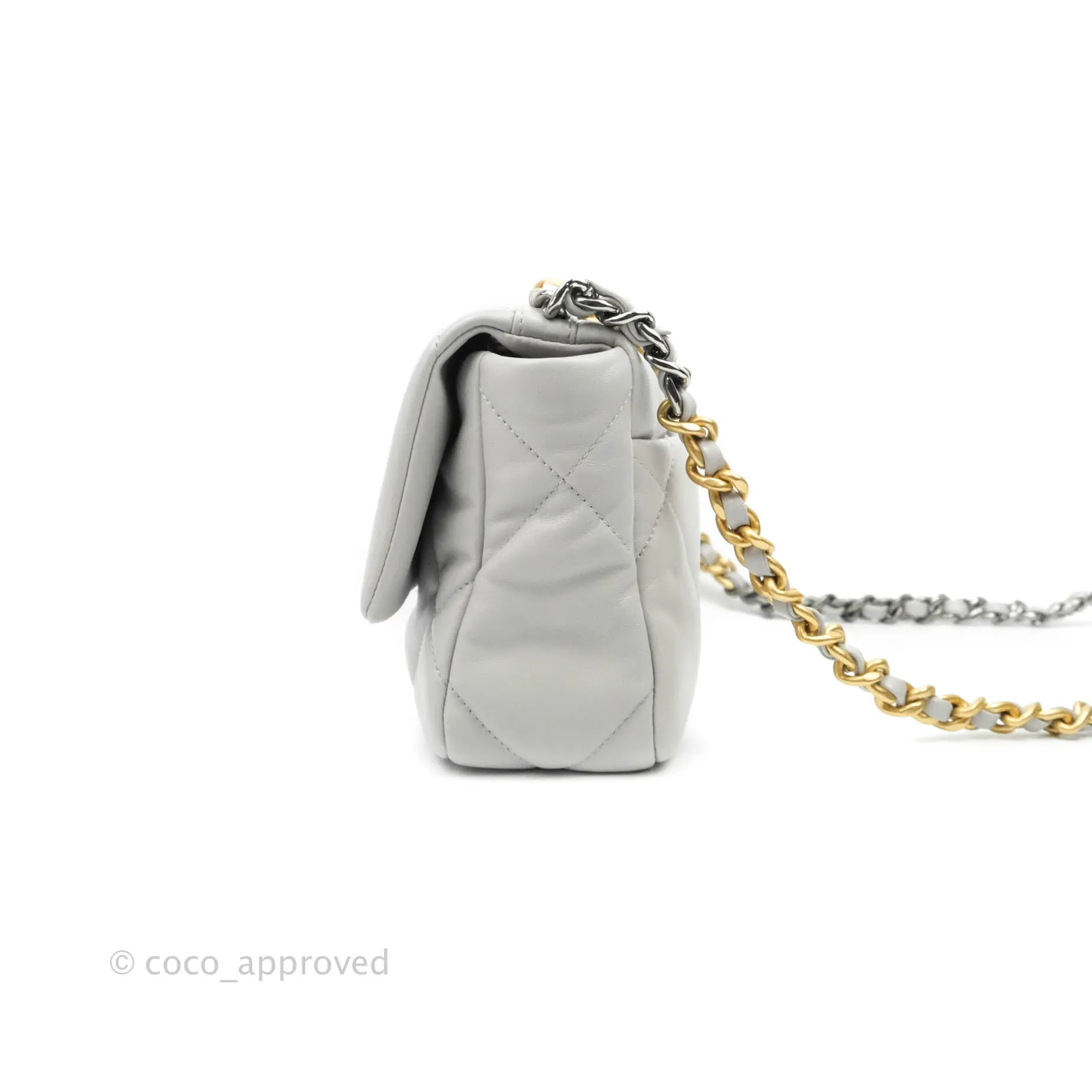 Chanel 19 Small Grey Lambskin Mixed Hardware