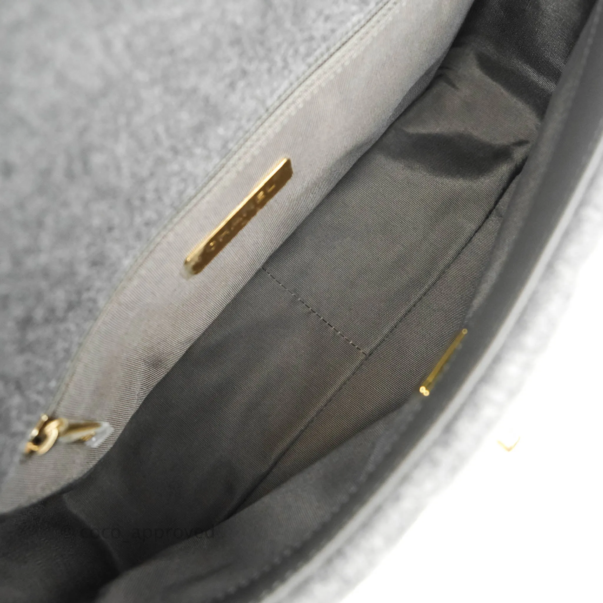 Chanel 19 Small Grey Wool Fabric Mixed Hardware