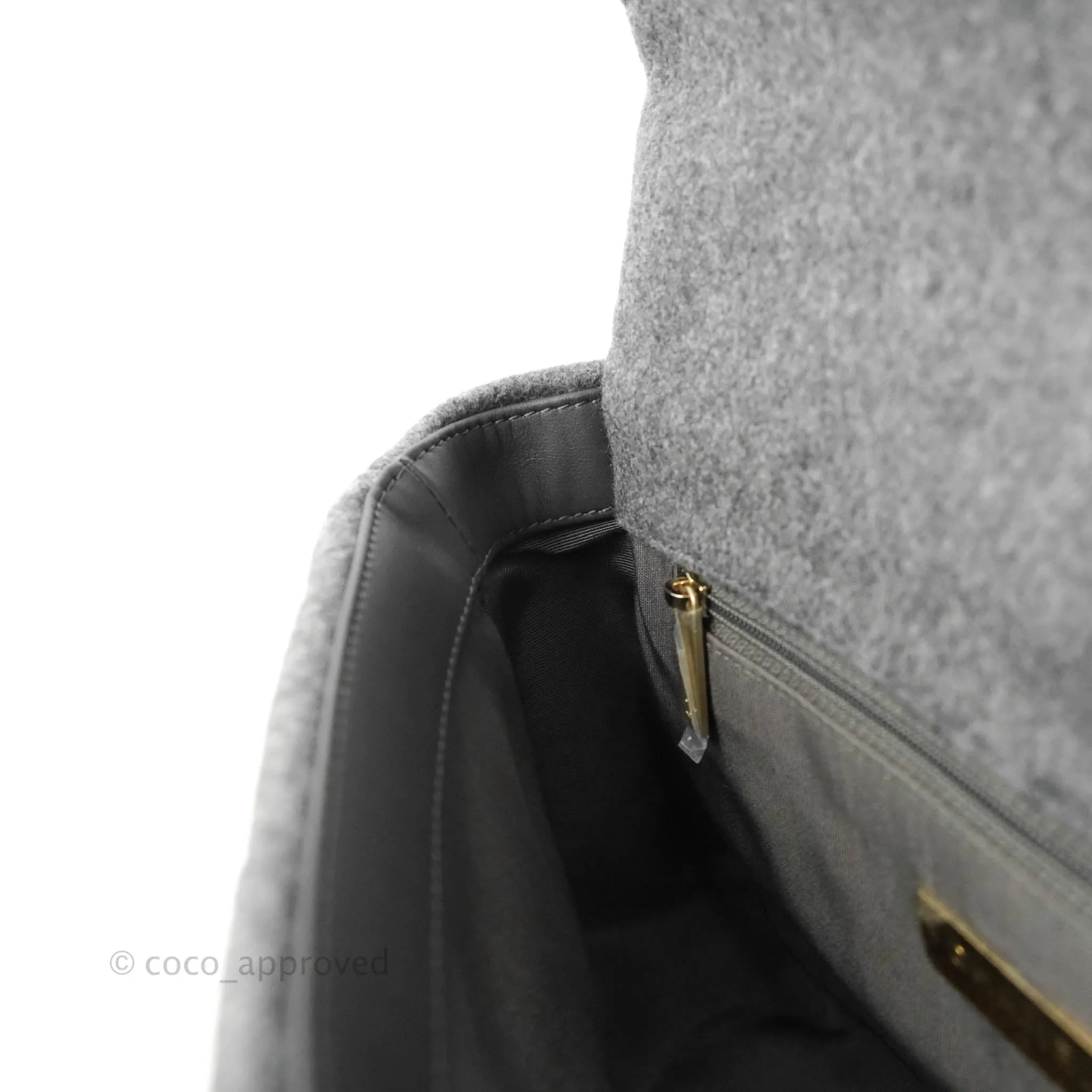 Chanel 19 Small Grey Wool Fabric Mixed Hardware