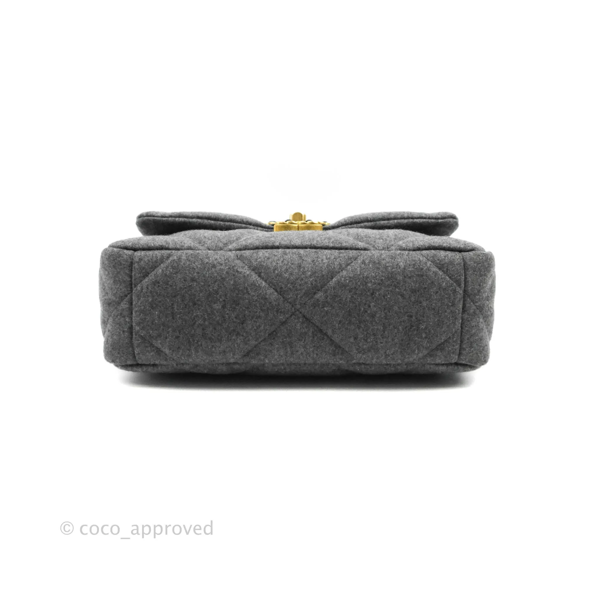 Chanel 19 Small Grey Wool Fabric Mixed Hardware