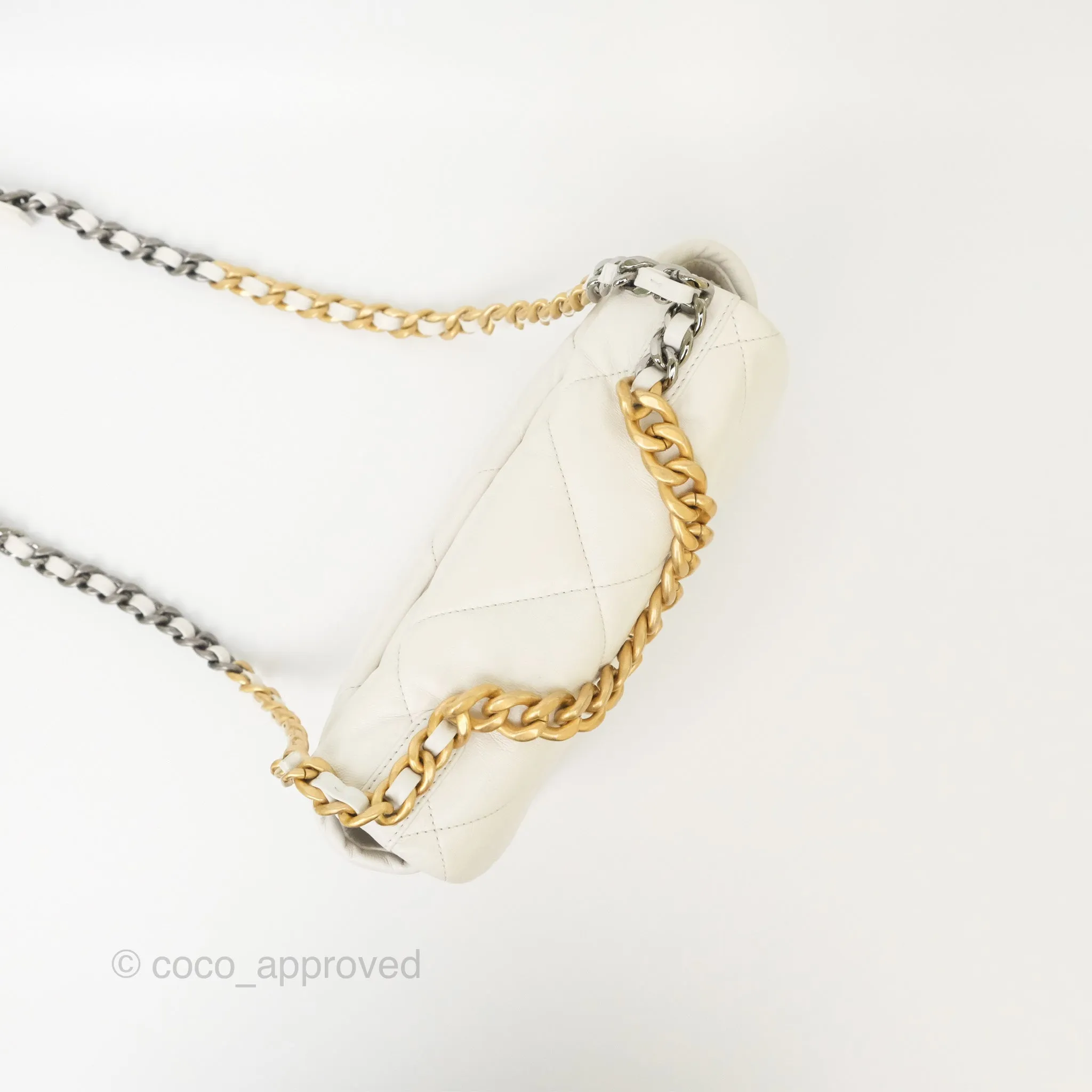 Chanel 19 Small Pearly White Mixed Hardware