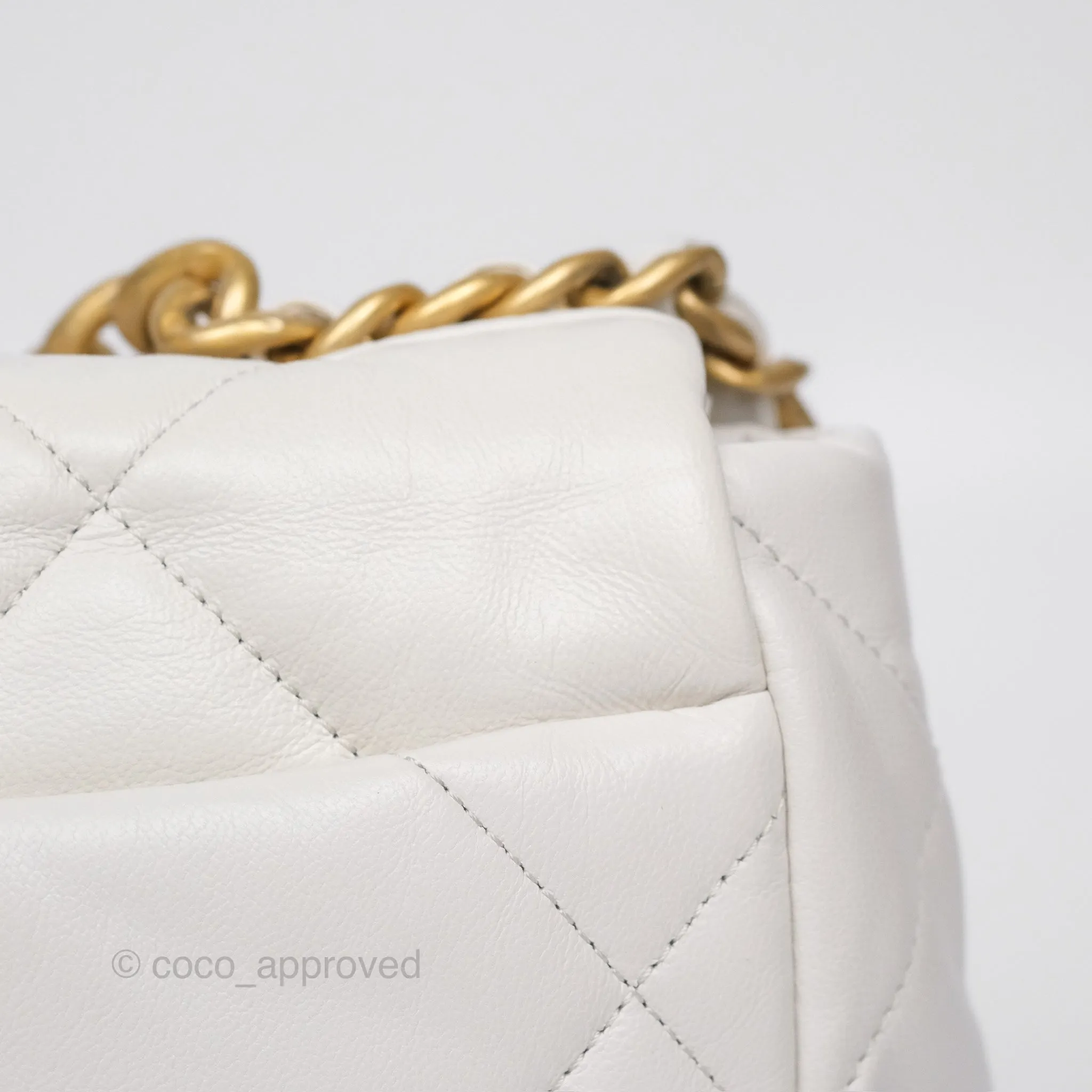 Chanel 19 Small Pearly White Mixed Hardware