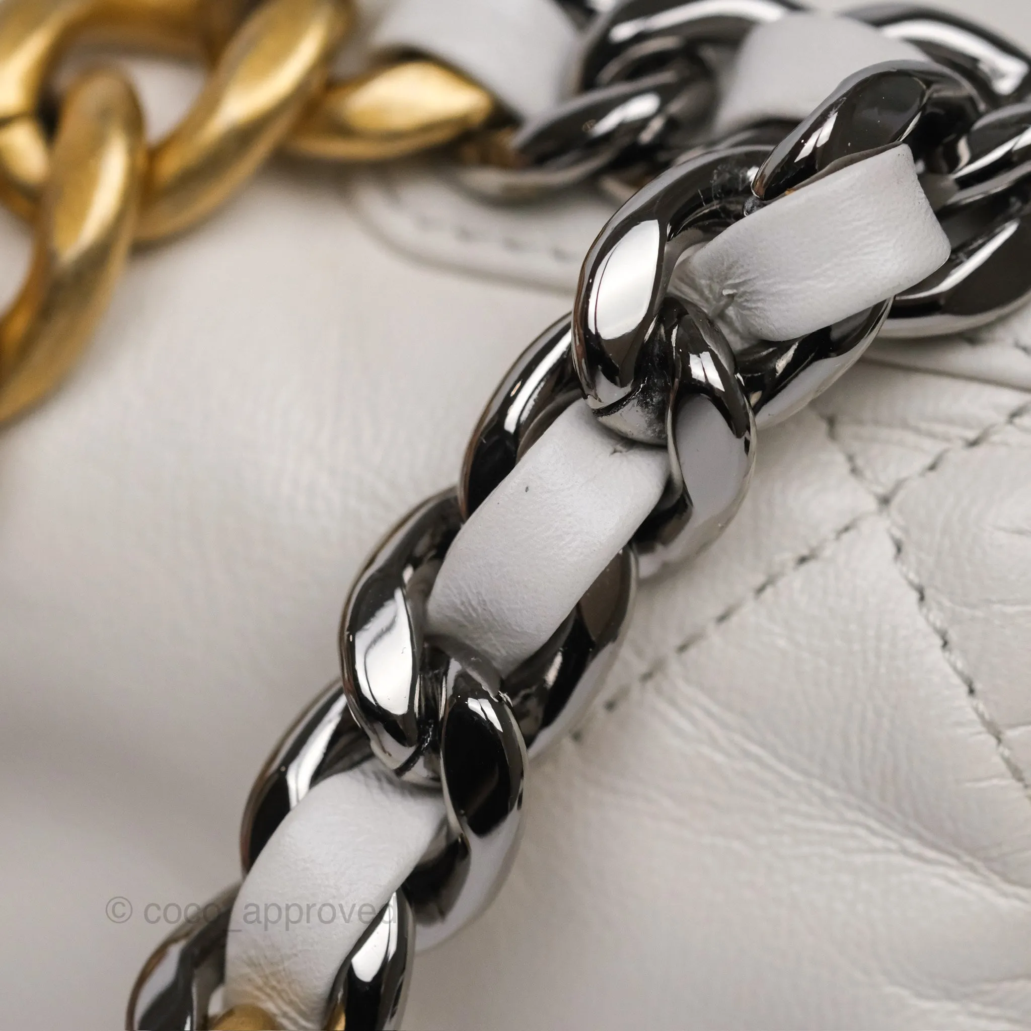 Chanel 19 Small Pearly White Mixed Hardware