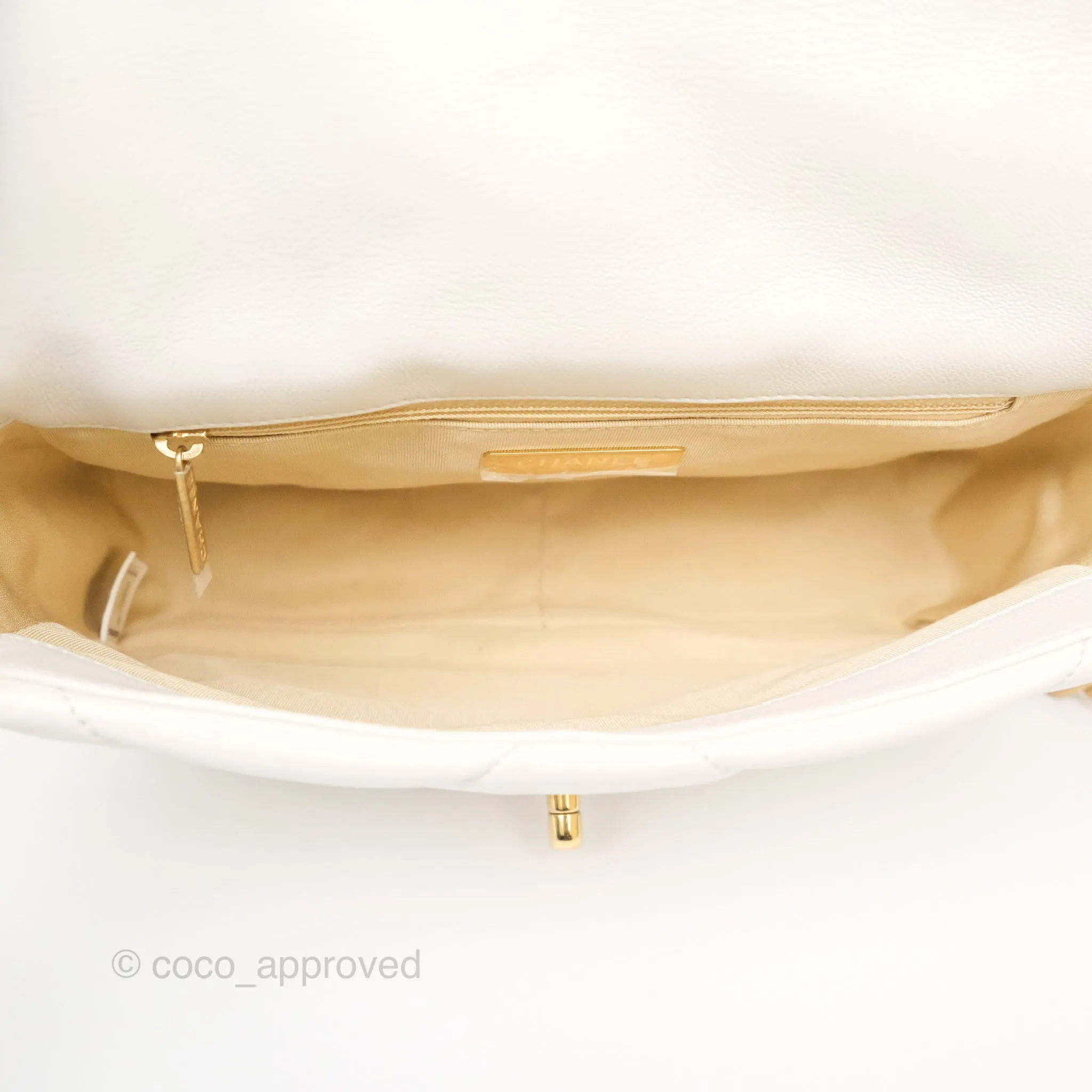 Chanel 19 Small Pearly White Mixed Hardware