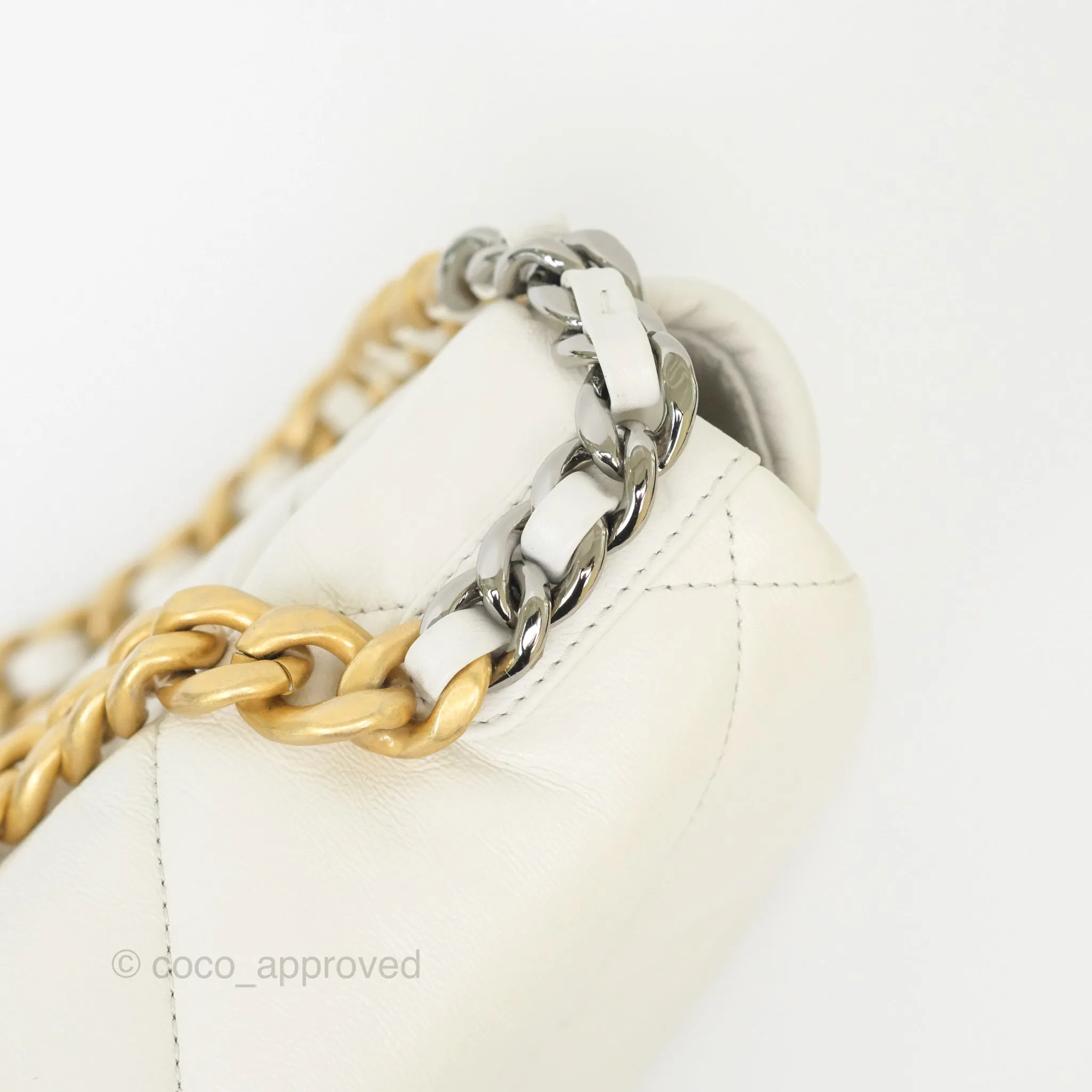 Chanel 19 Small Pearly White Mixed Hardware