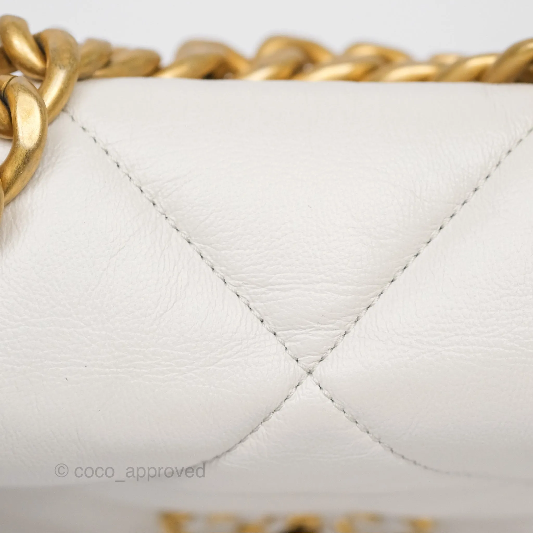 Chanel 19 Small Pearly White Mixed Hardware