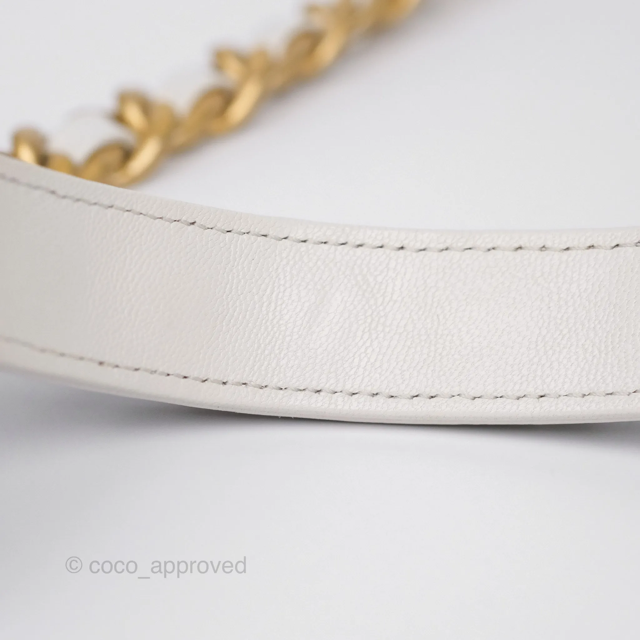 Chanel 19 Small Pearly White Mixed Hardware