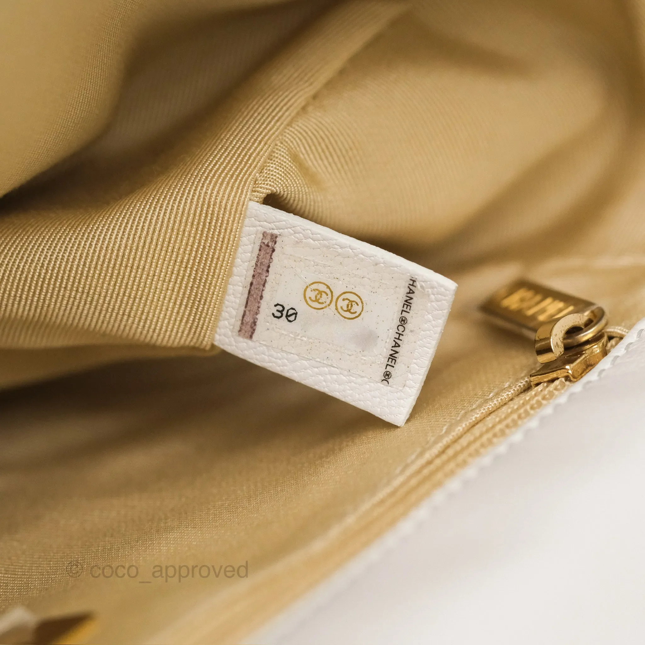Chanel 19 Small Pearly White Mixed Hardware