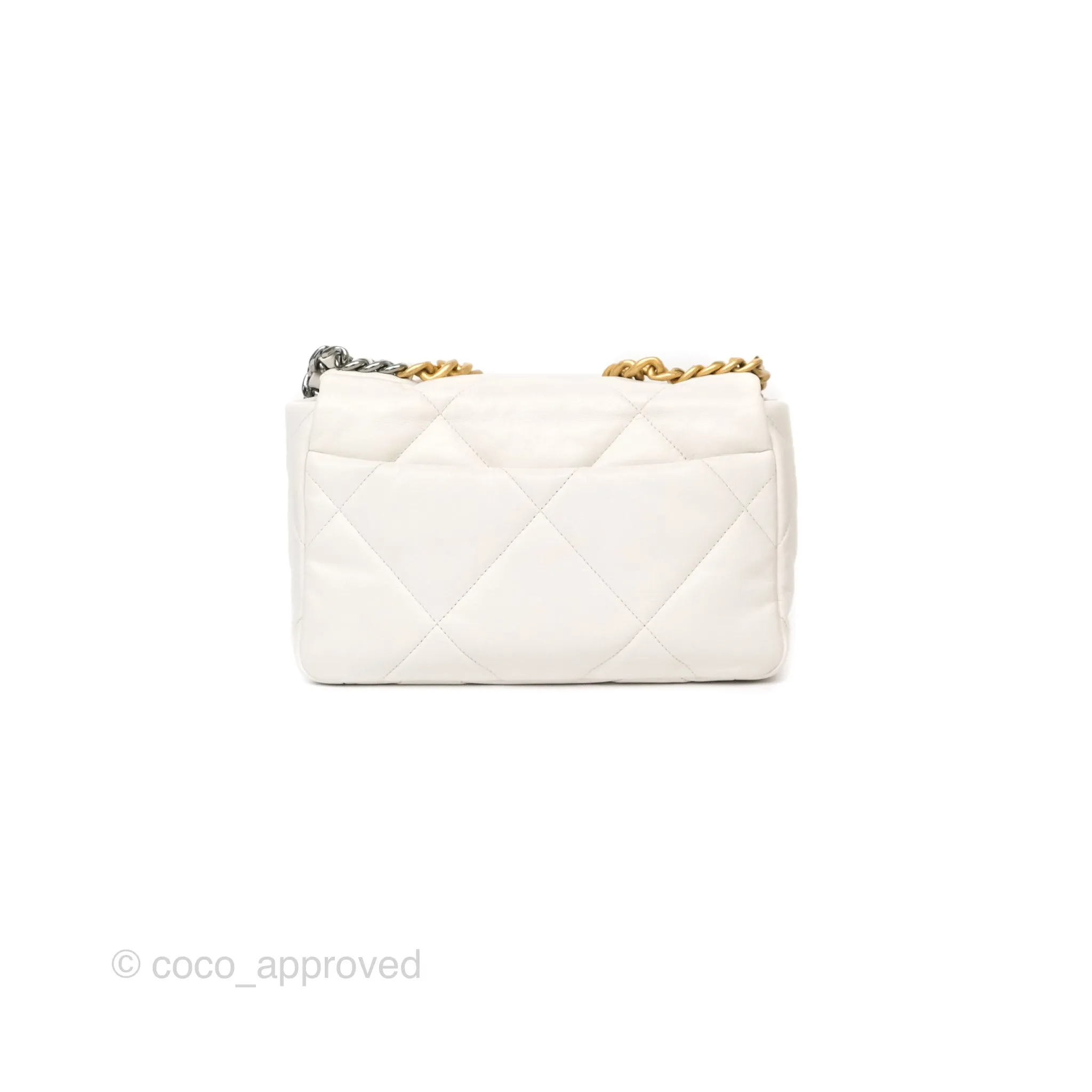 Chanel 19 Small Pearly White Mixed Hardware