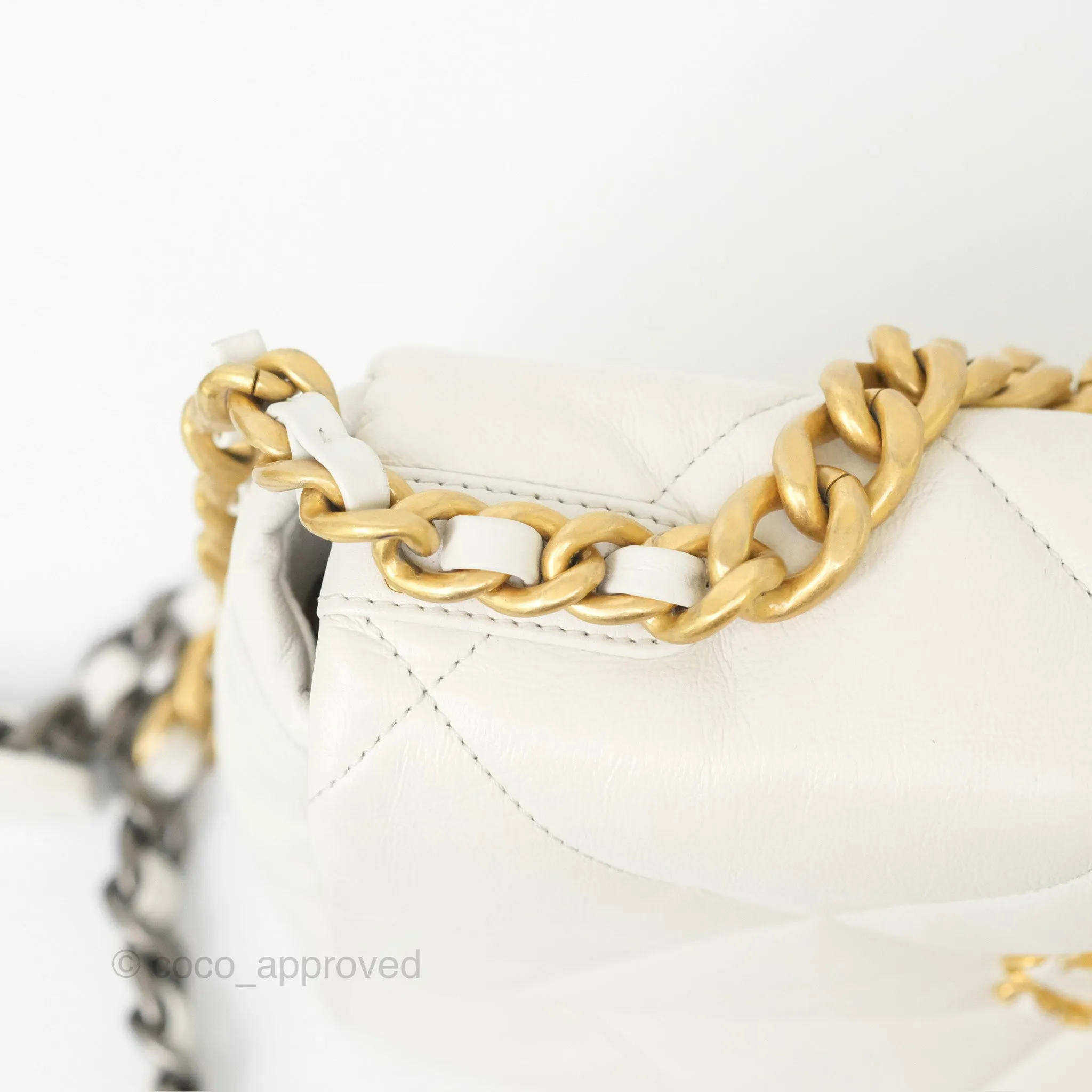 Chanel 19 Small Pearly White Mixed Hardware