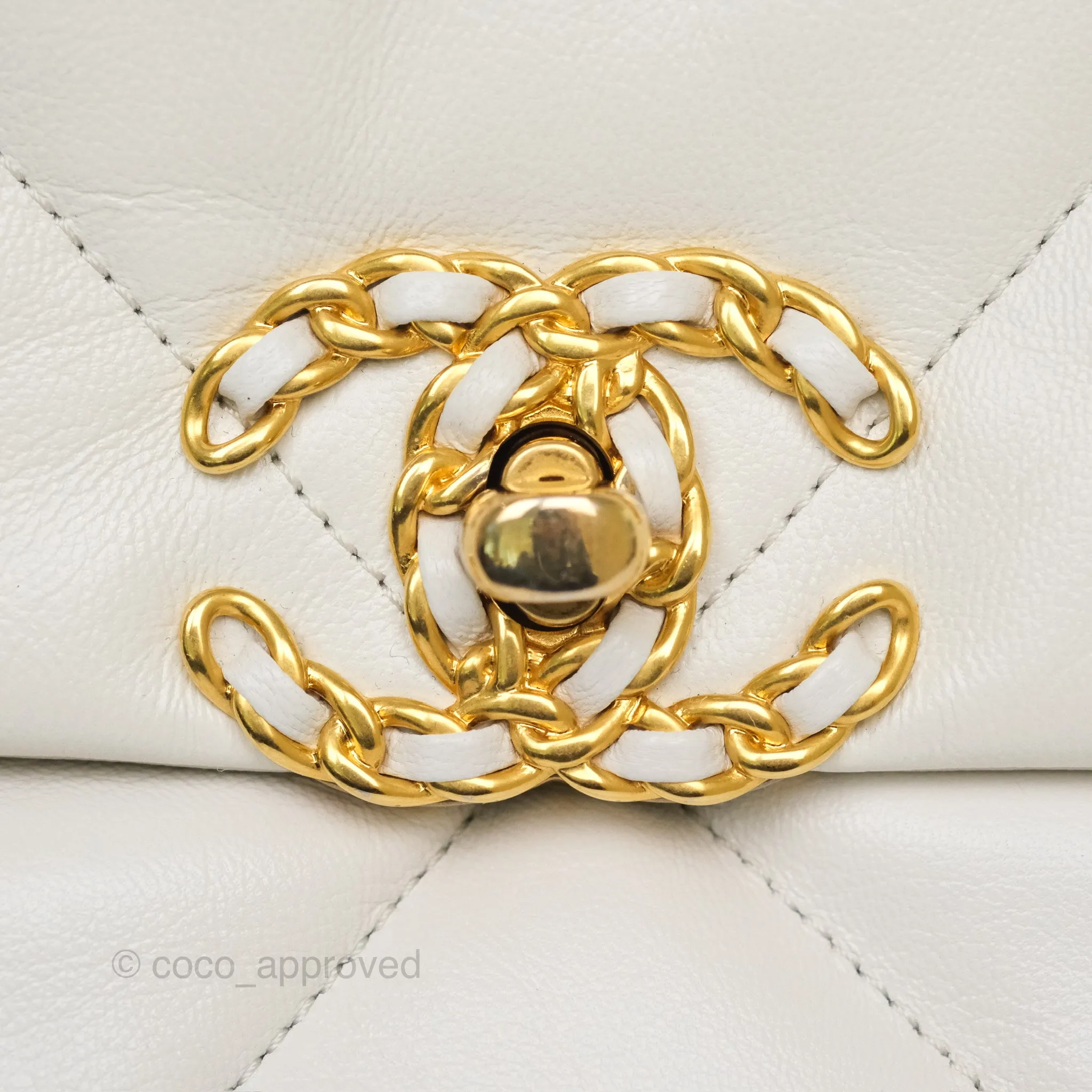 Chanel 19 Small Pearly White Mixed Hardware