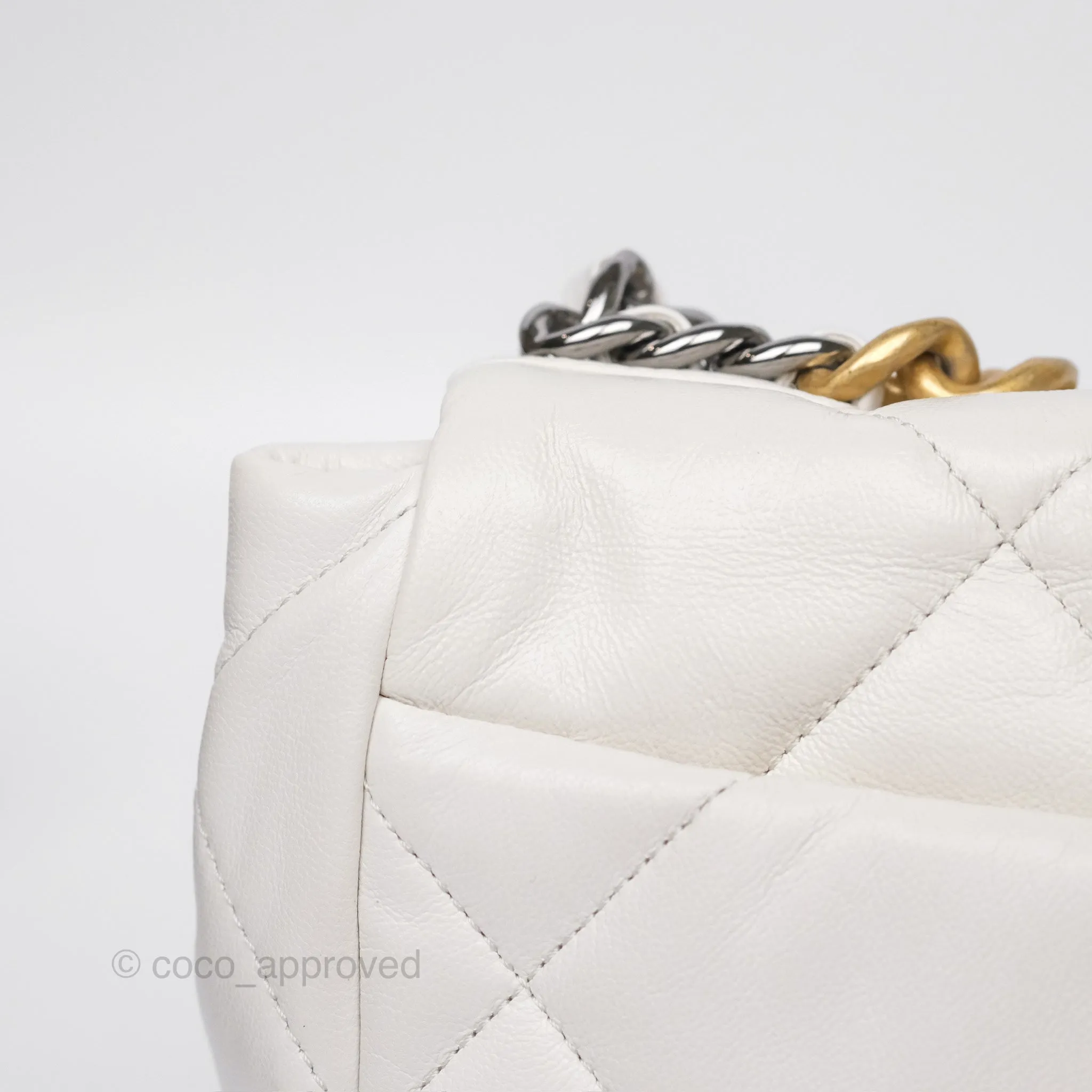 Chanel 19 Small Pearly White Mixed Hardware