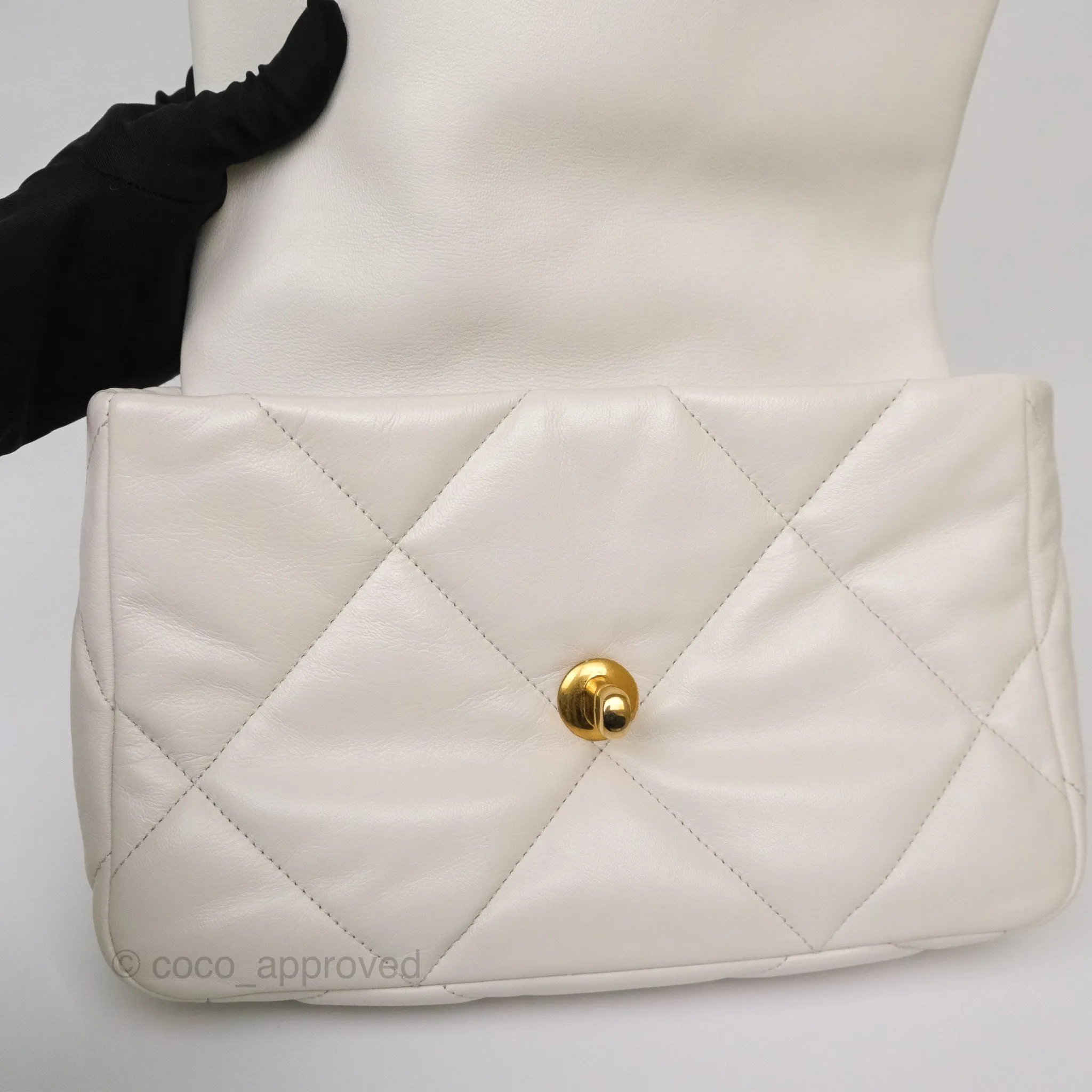 Chanel 19 Small Pearly White Mixed Hardware