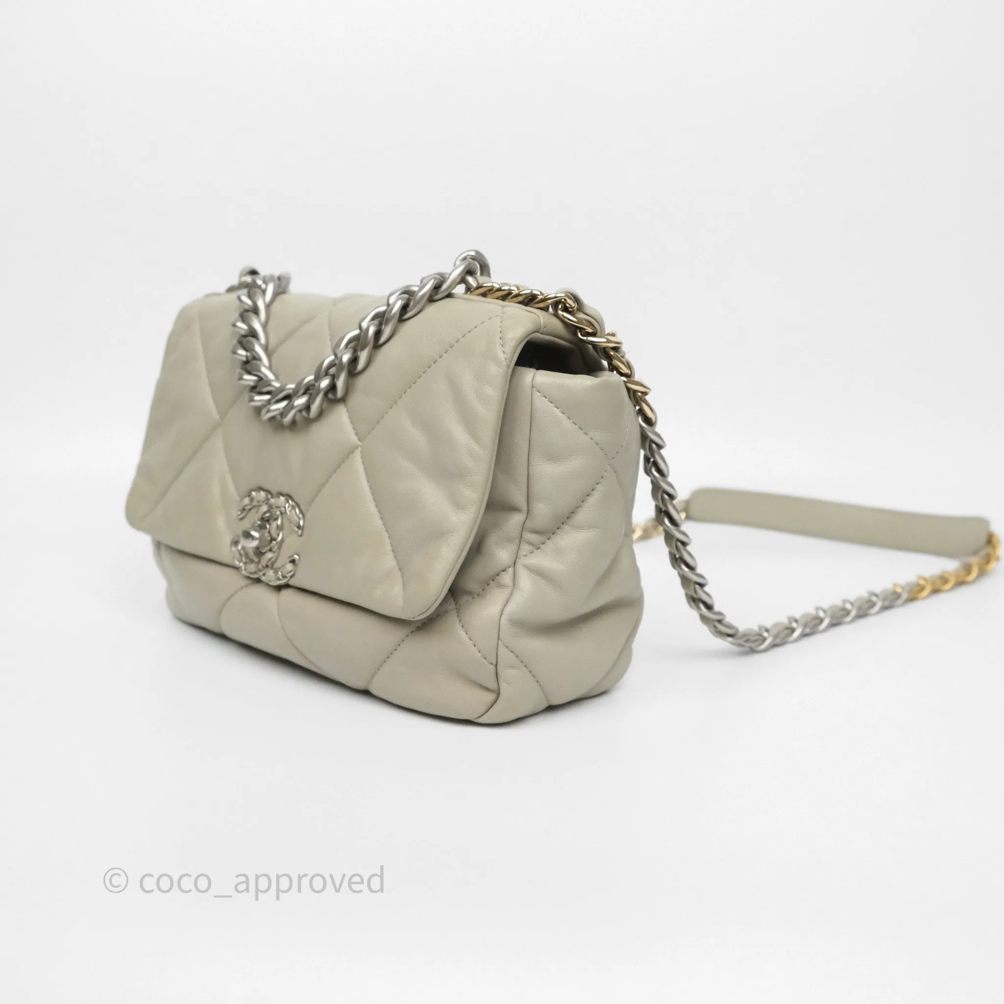 Chanel 19 Small Sage Grey Mixed Hardware