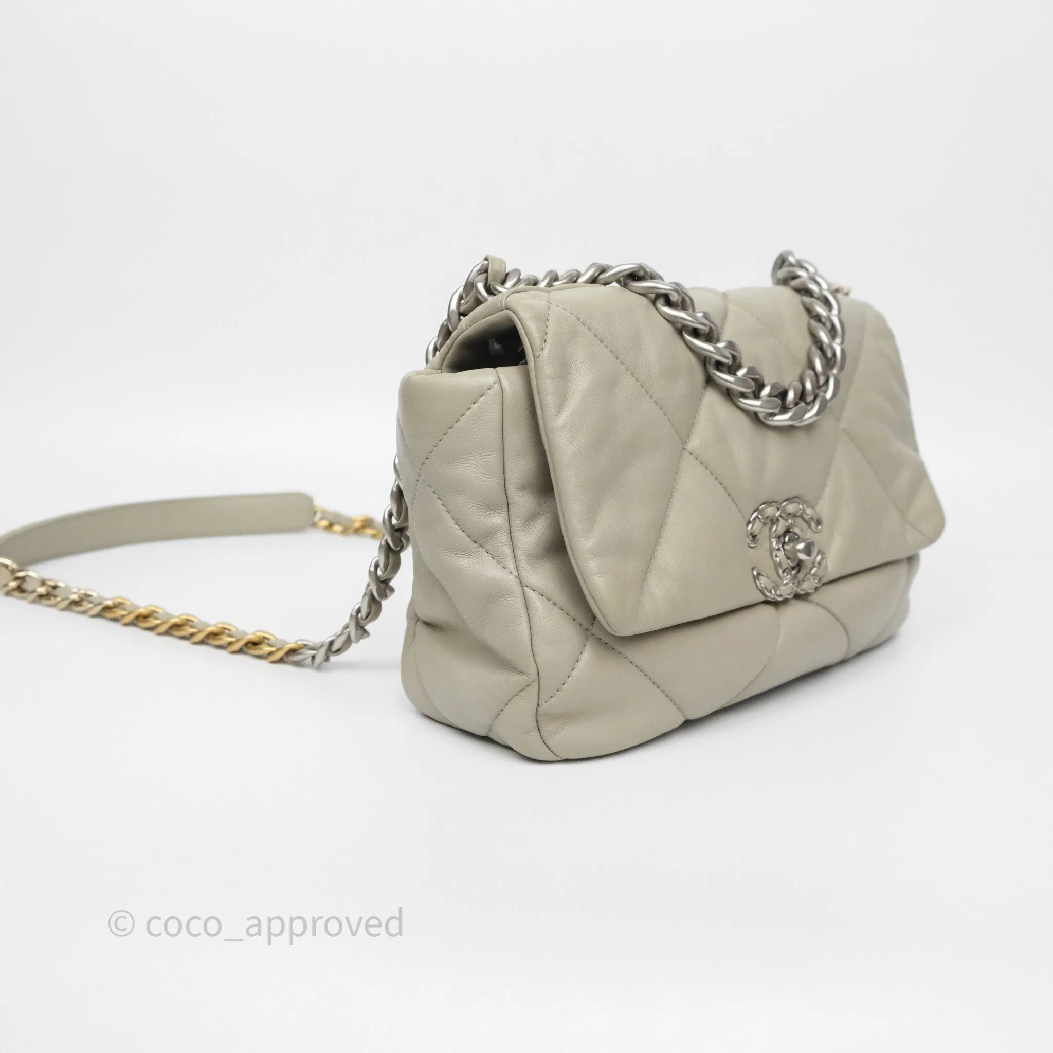 Chanel 19 Small Sage Grey Mixed Hardware