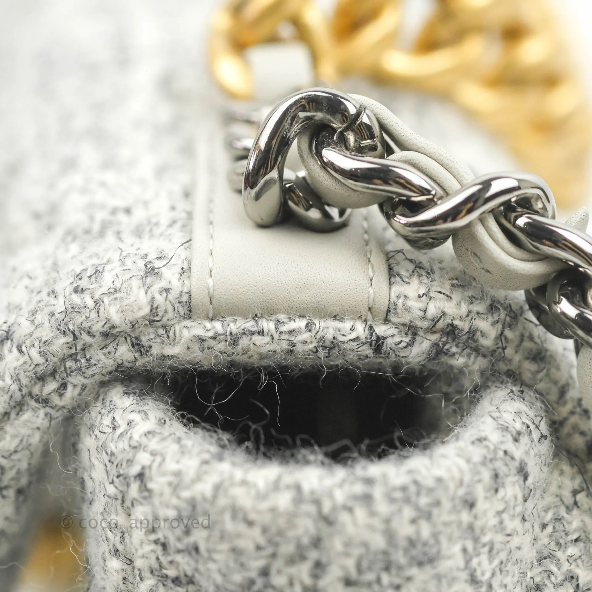 Chanel 19 Small Tweed Light Grey Mixed Hardware