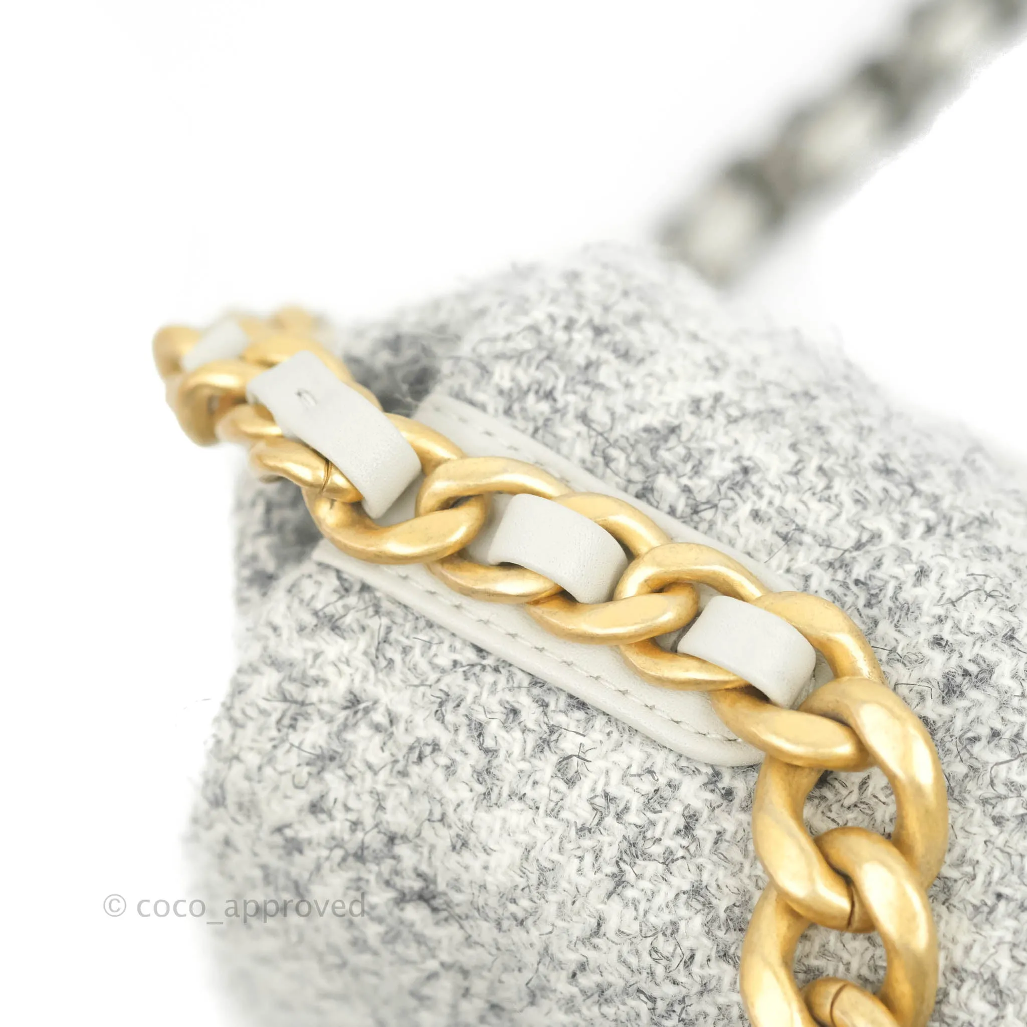 Chanel 19 Small Tweed Light Grey Mixed Hardware
