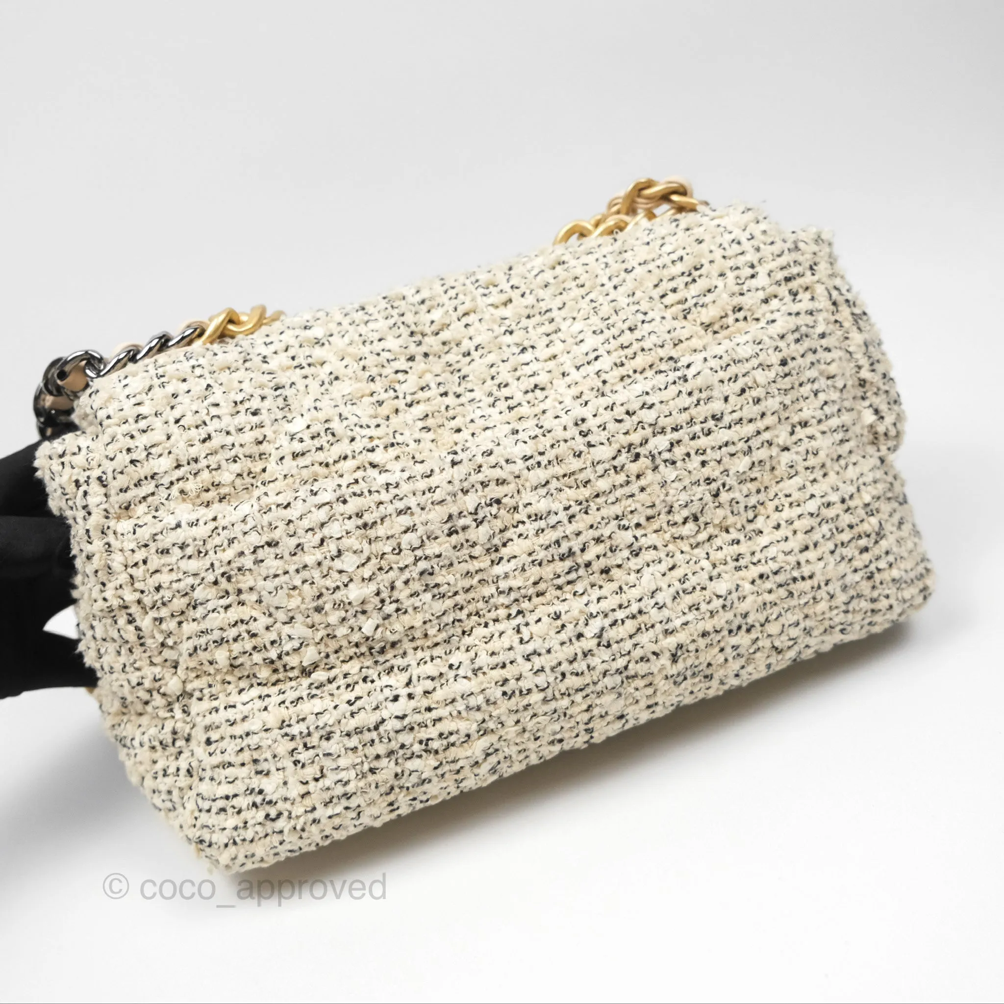 Chanel 19 Small Tweed Oreo Cream Mixed Hardware