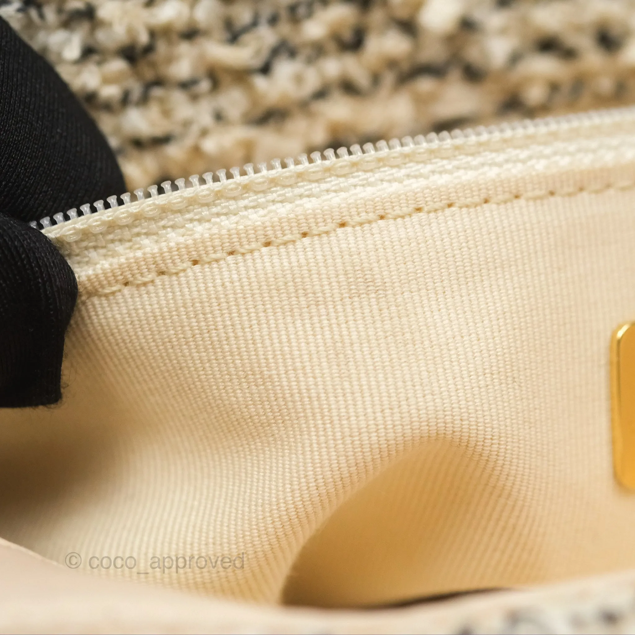 Chanel 19 Small Tweed Oreo Cream Mixed Hardware