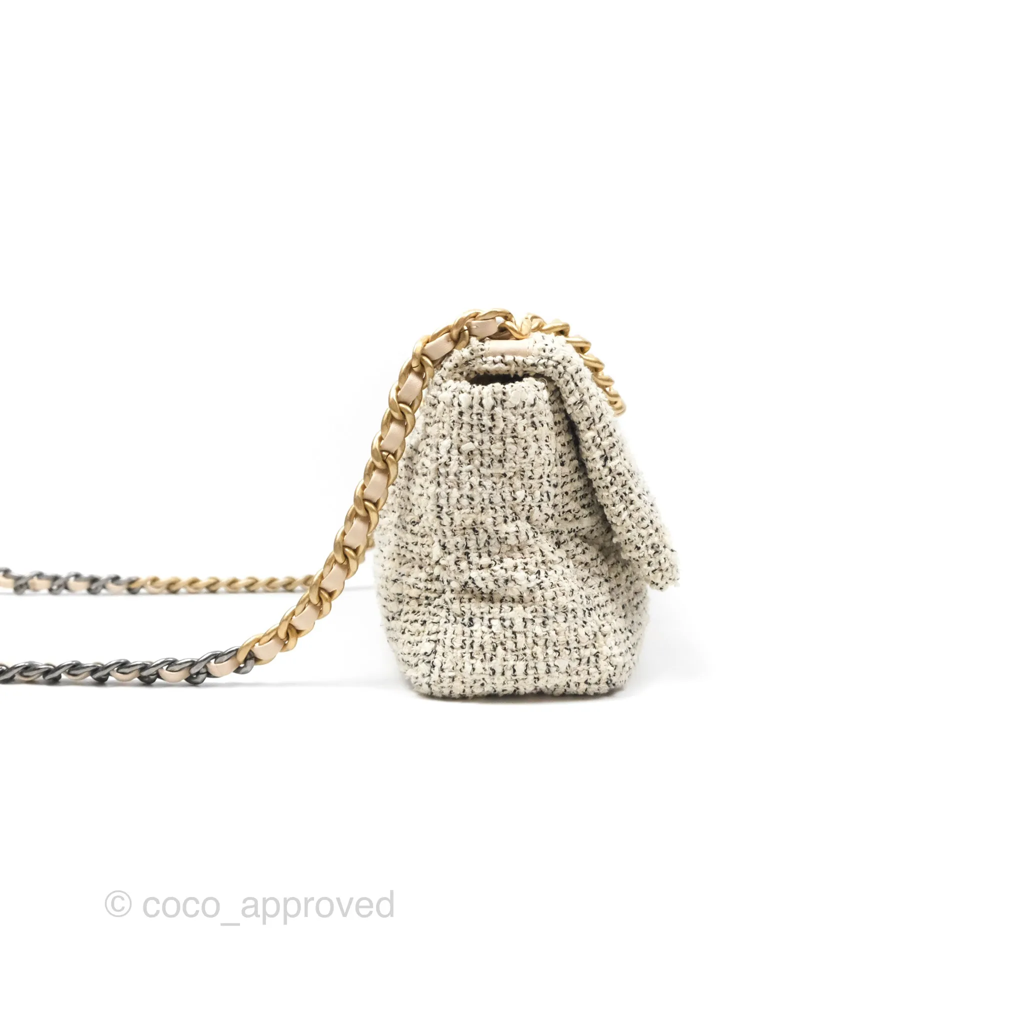 Chanel 19 Small Tweed Oreo Cream Mixed Hardware