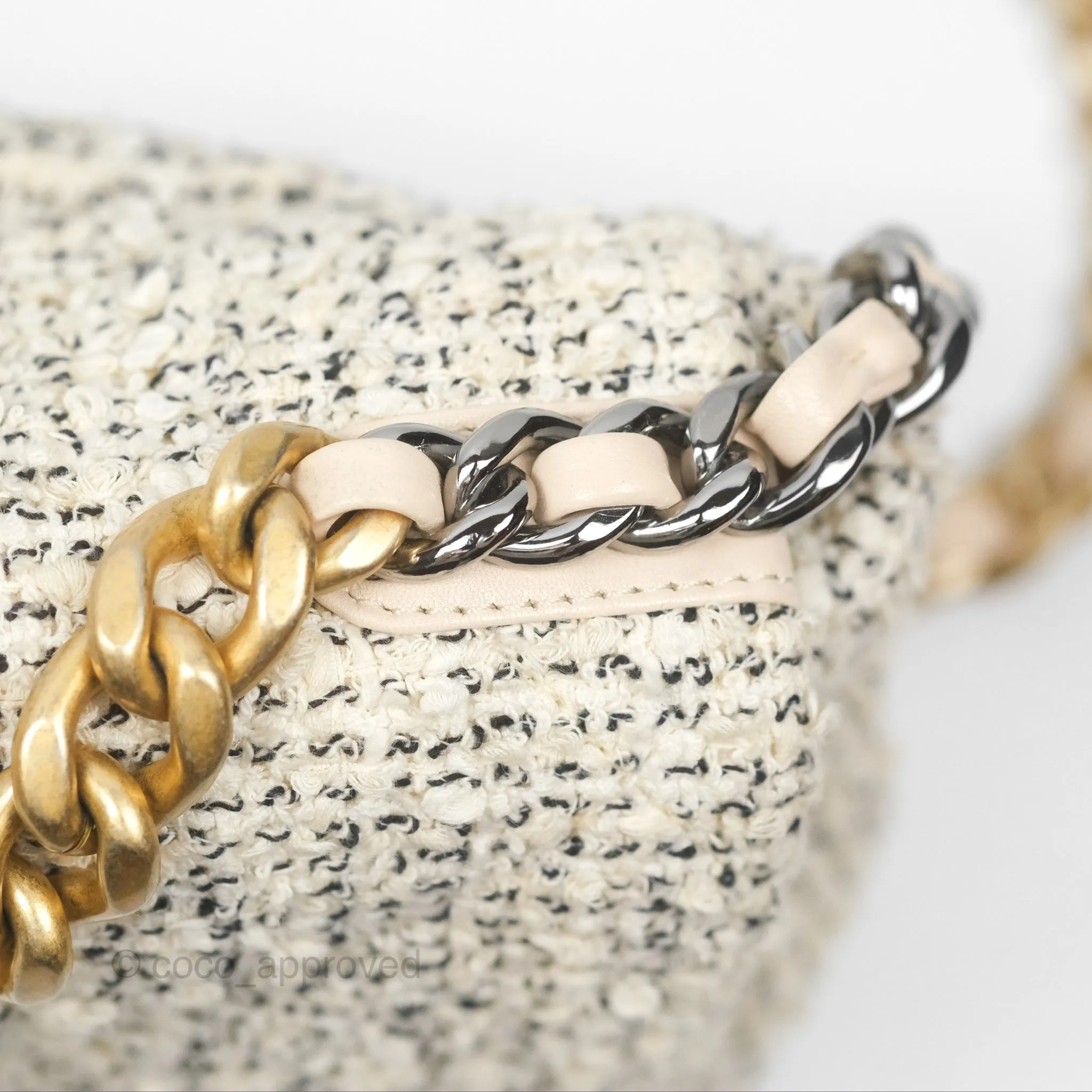 Chanel 19 Small Tweed Oreo Cream Mixed Hardware