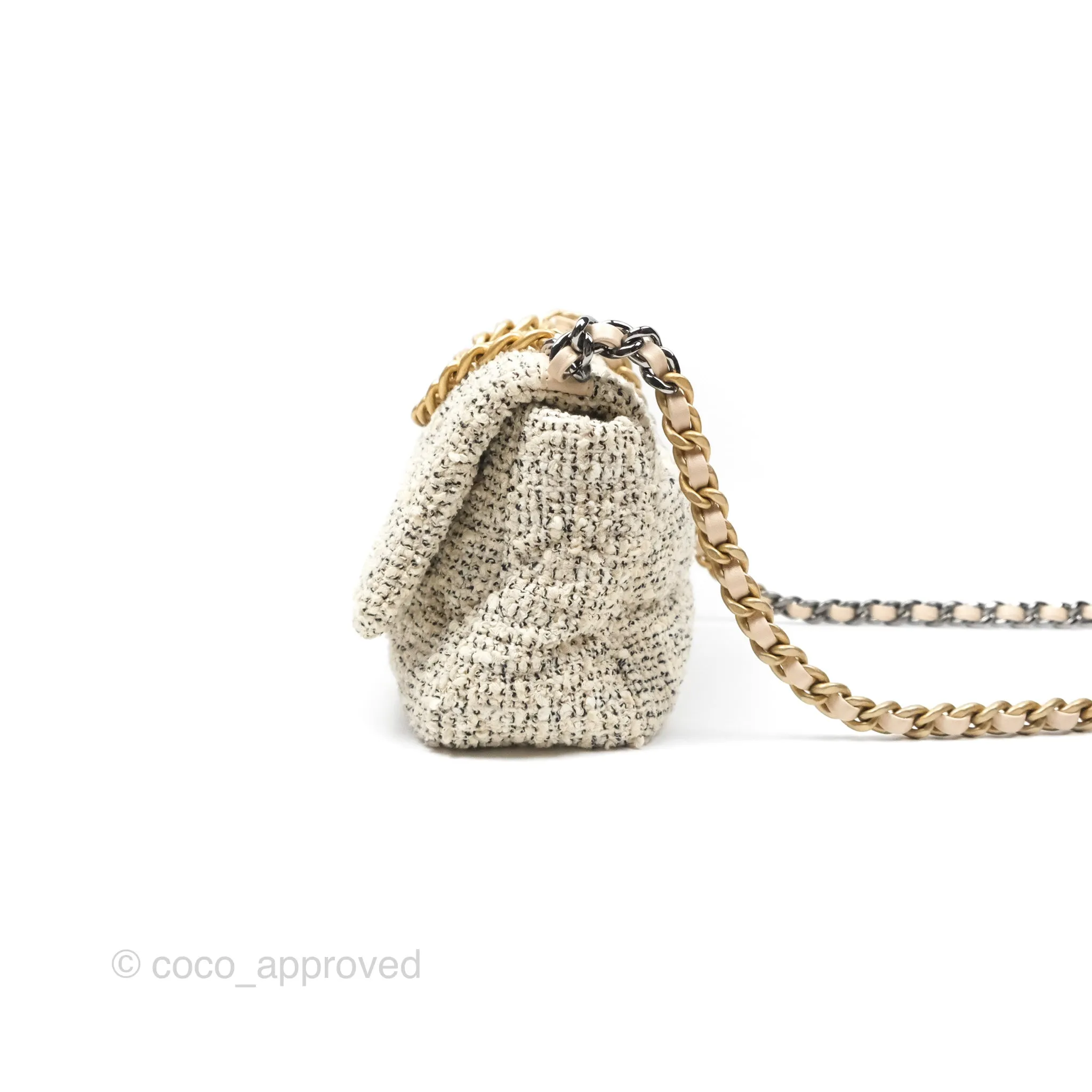 Chanel 19 Small Tweed Oreo Cream Mixed Hardware