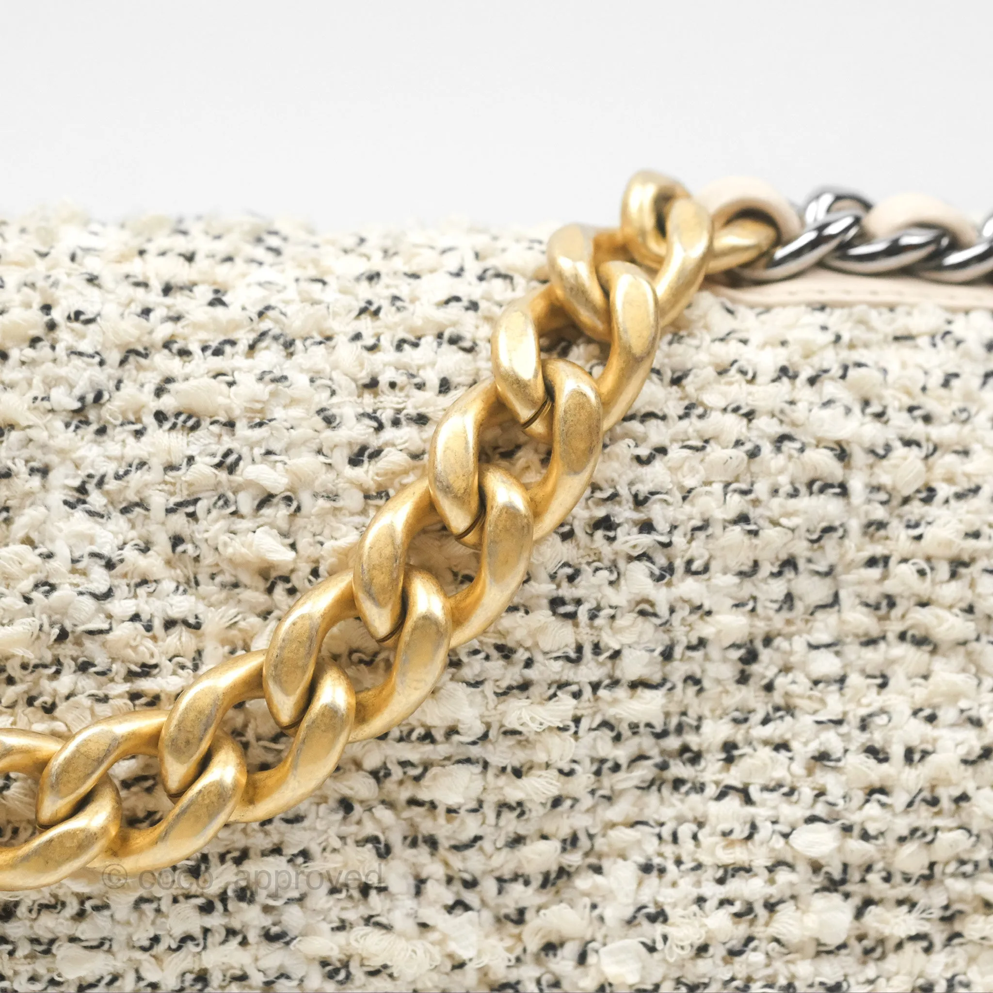 Chanel 19 Small Tweed Oreo Cream Mixed Hardware