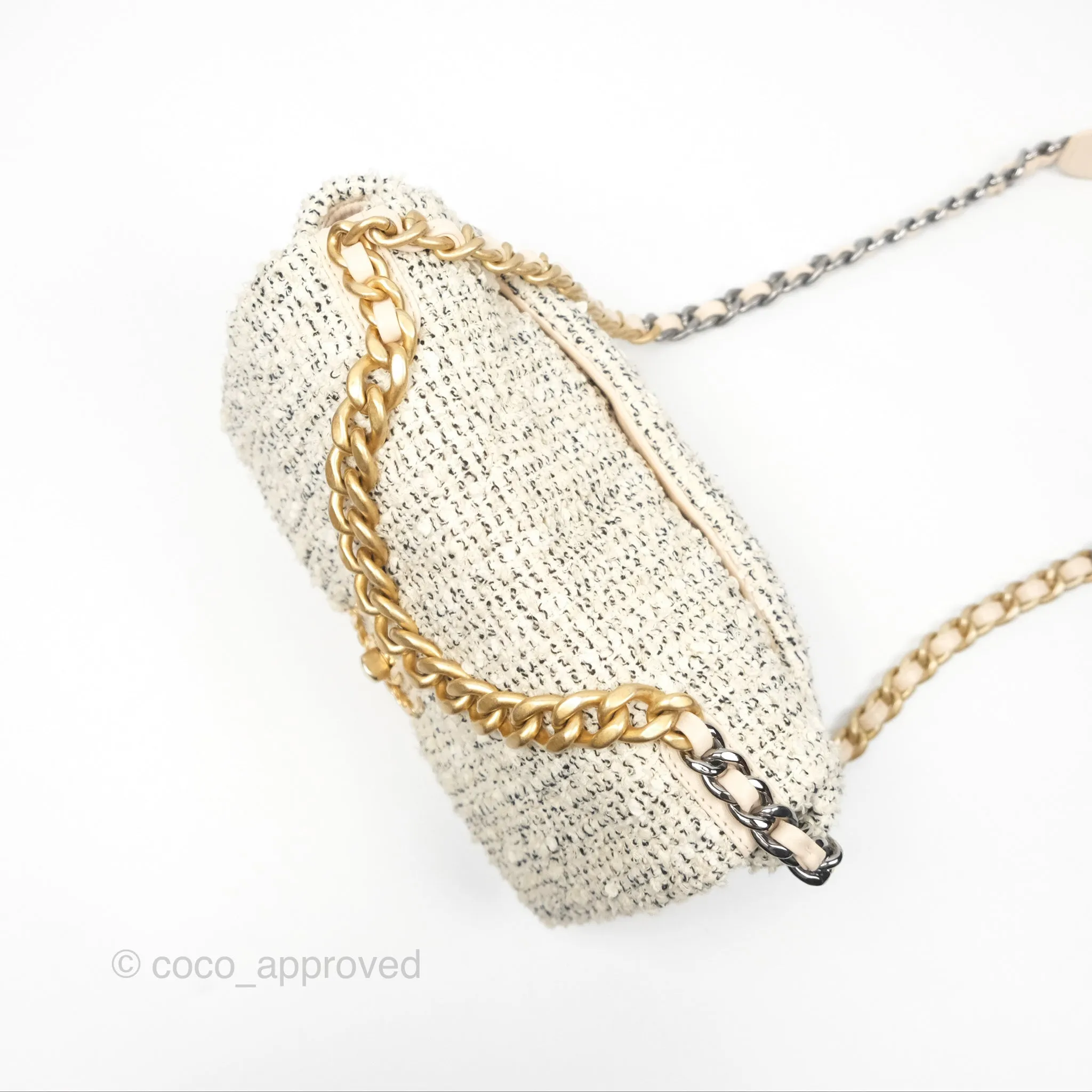 Chanel 19 Small Tweed Oreo Cream Mixed Hardware