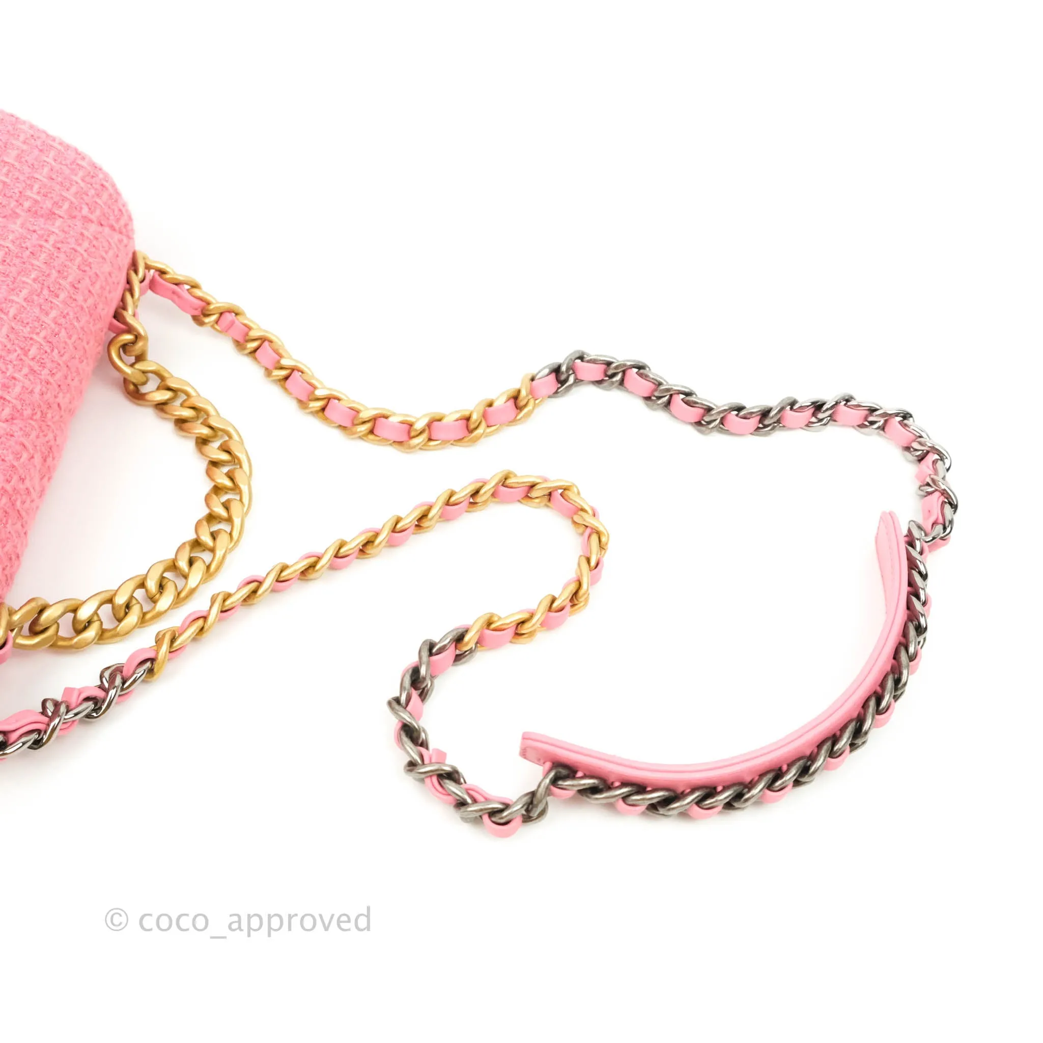 Chanel 19 Small Tweed Pink Mixed Hardware