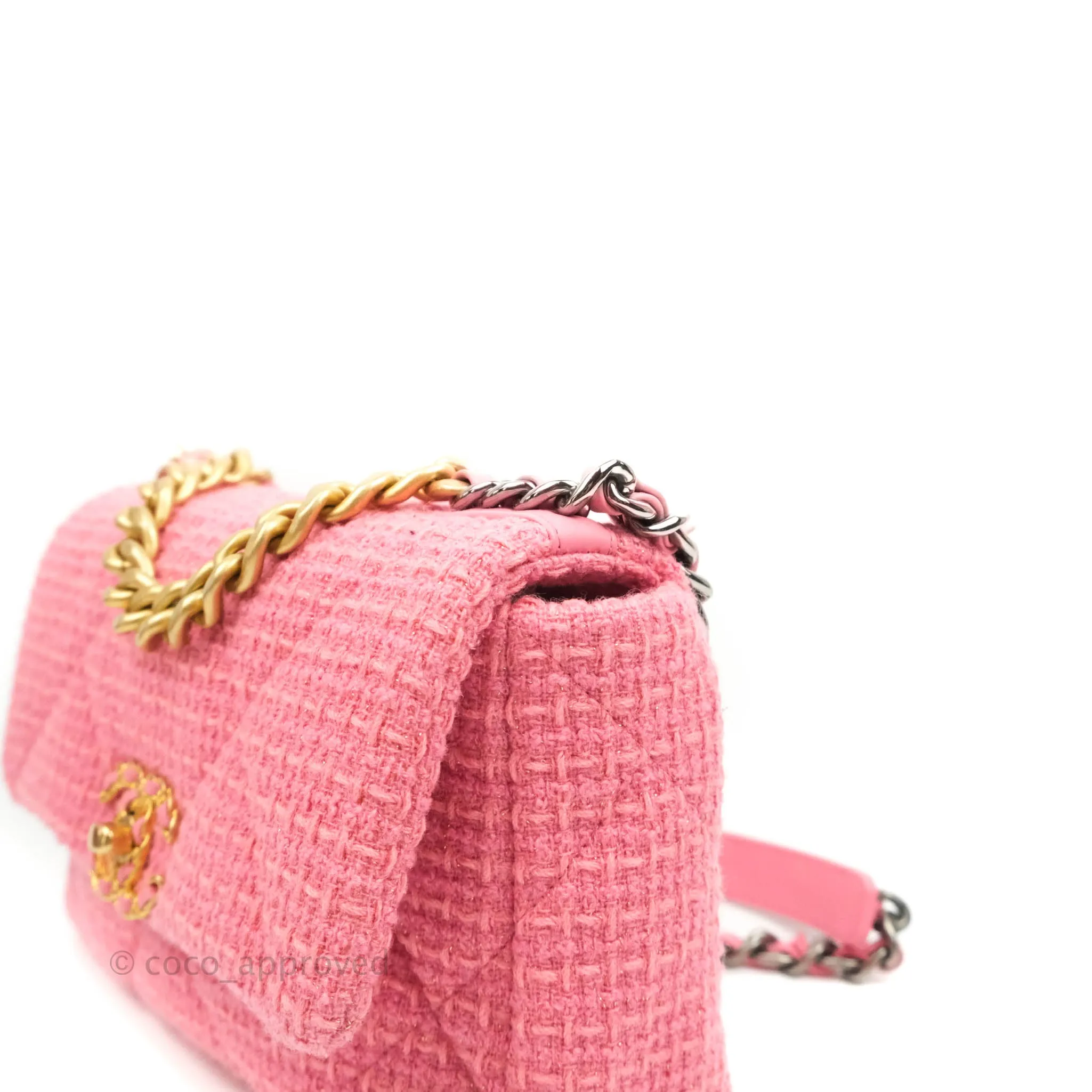 Chanel 19 Small Tweed Pink Mixed Hardware