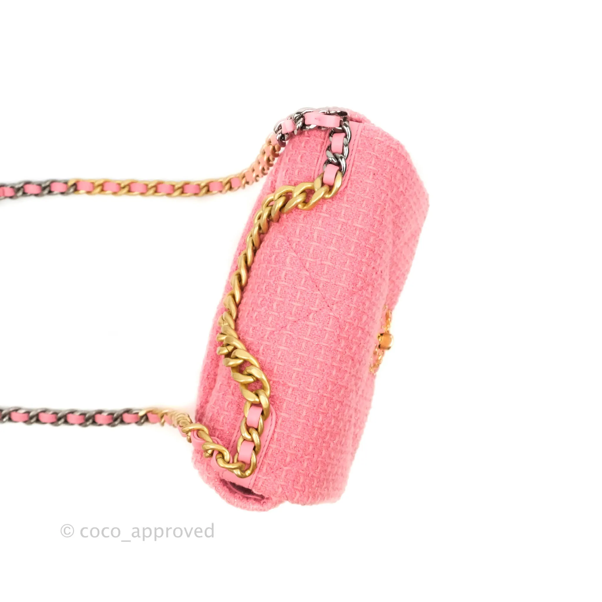 Chanel 19 Small Tweed Pink Mixed Hardware