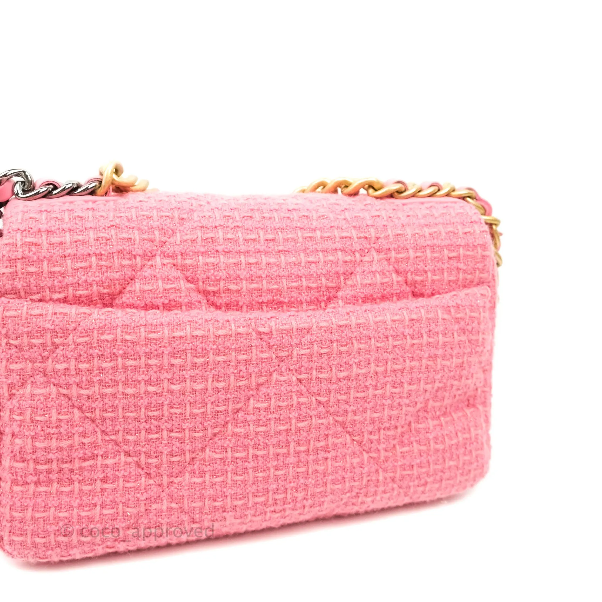 Chanel 19 Small Tweed Pink Mixed Hardware