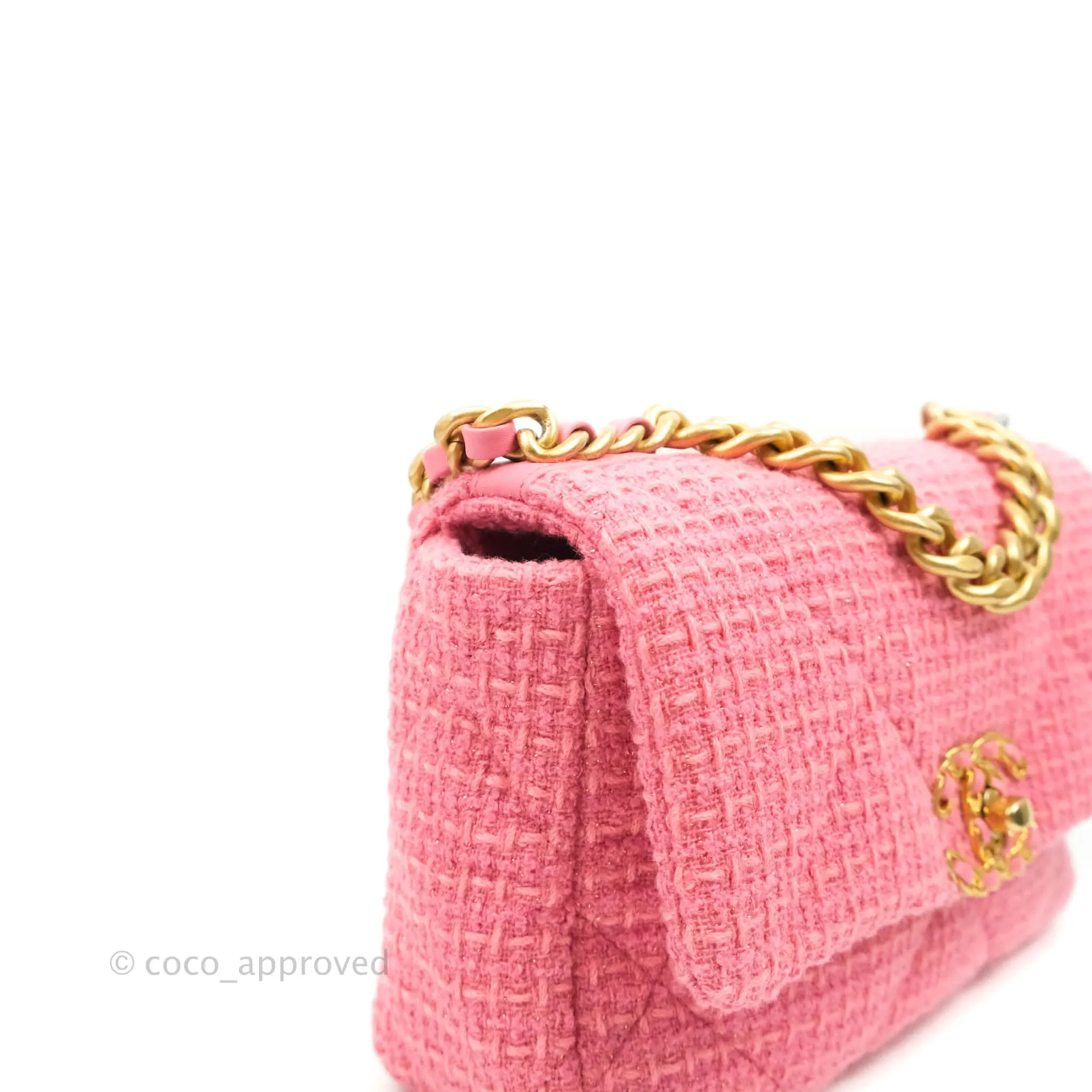 Chanel 19 Small Tweed Pink Mixed Hardware