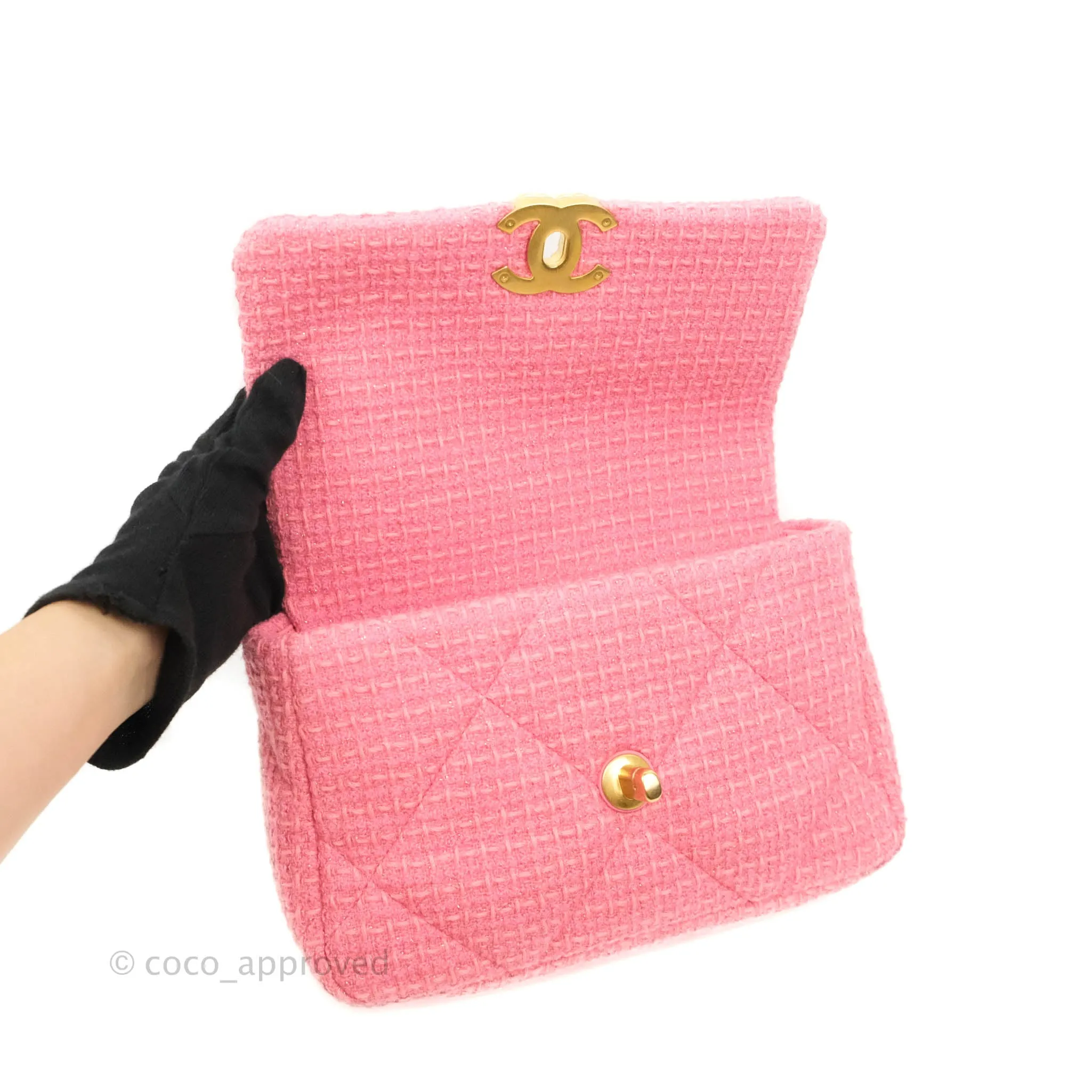 Chanel 19 Small Tweed Pink Mixed Hardware
