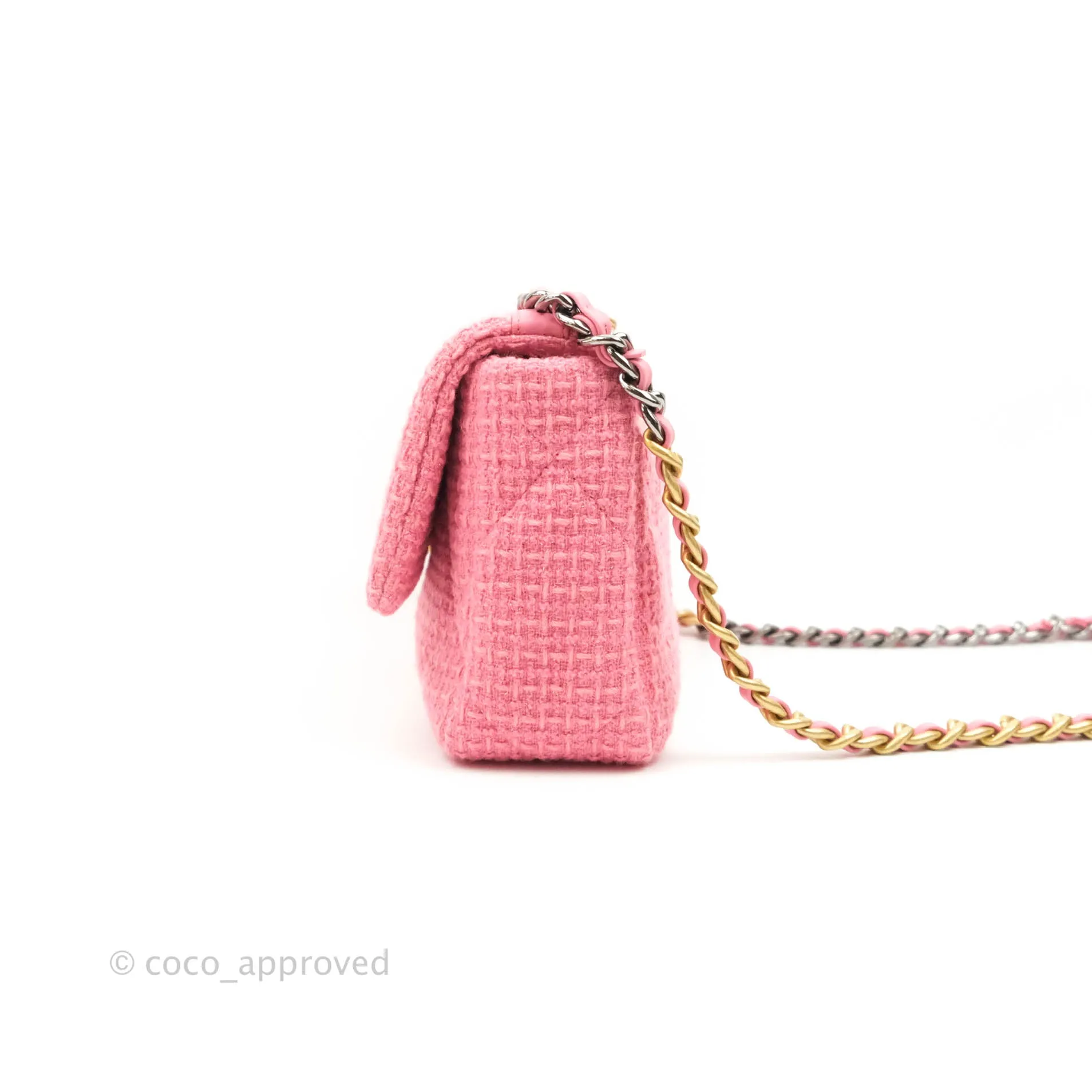 Chanel 19 Small Tweed Pink Mixed Hardware