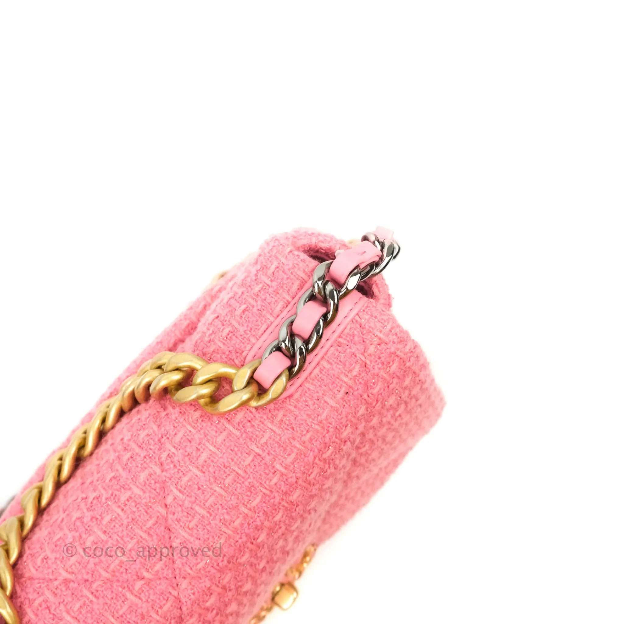 Chanel 19 Small Tweed Pink Mixed Hardware