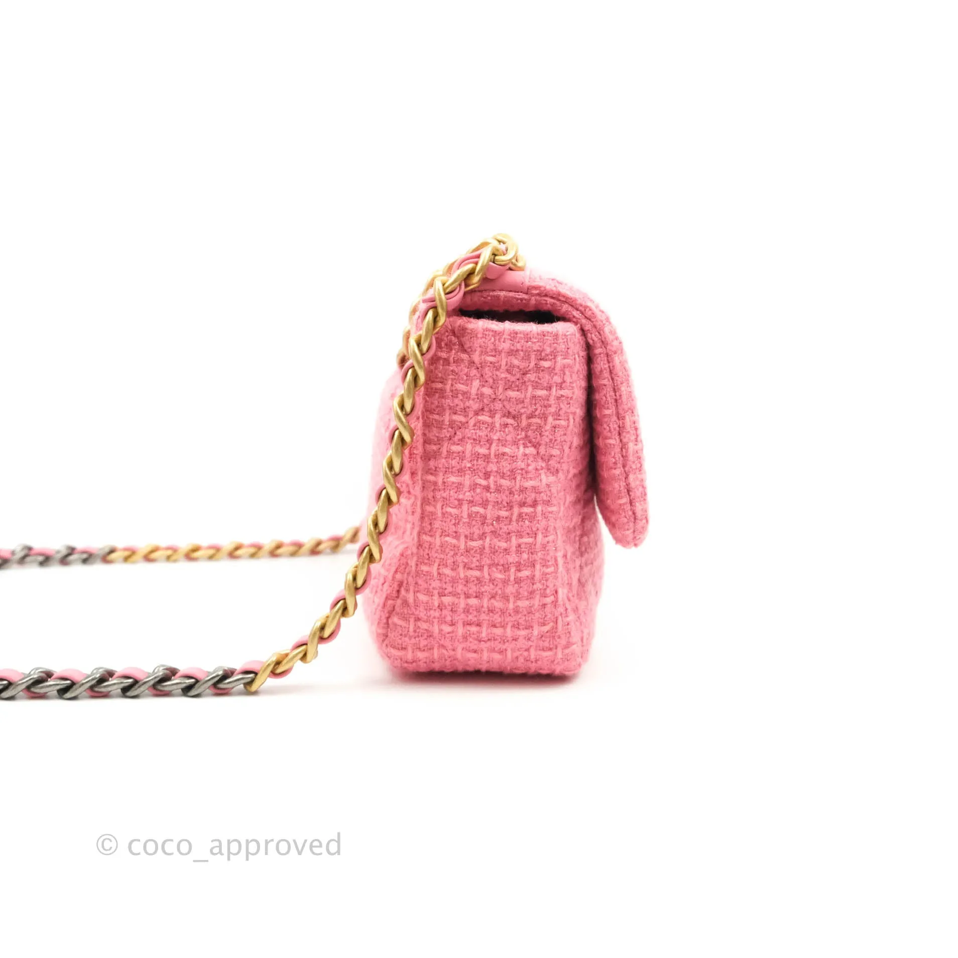 Chanel 19 Small Tweed Pink Mixed Hardware