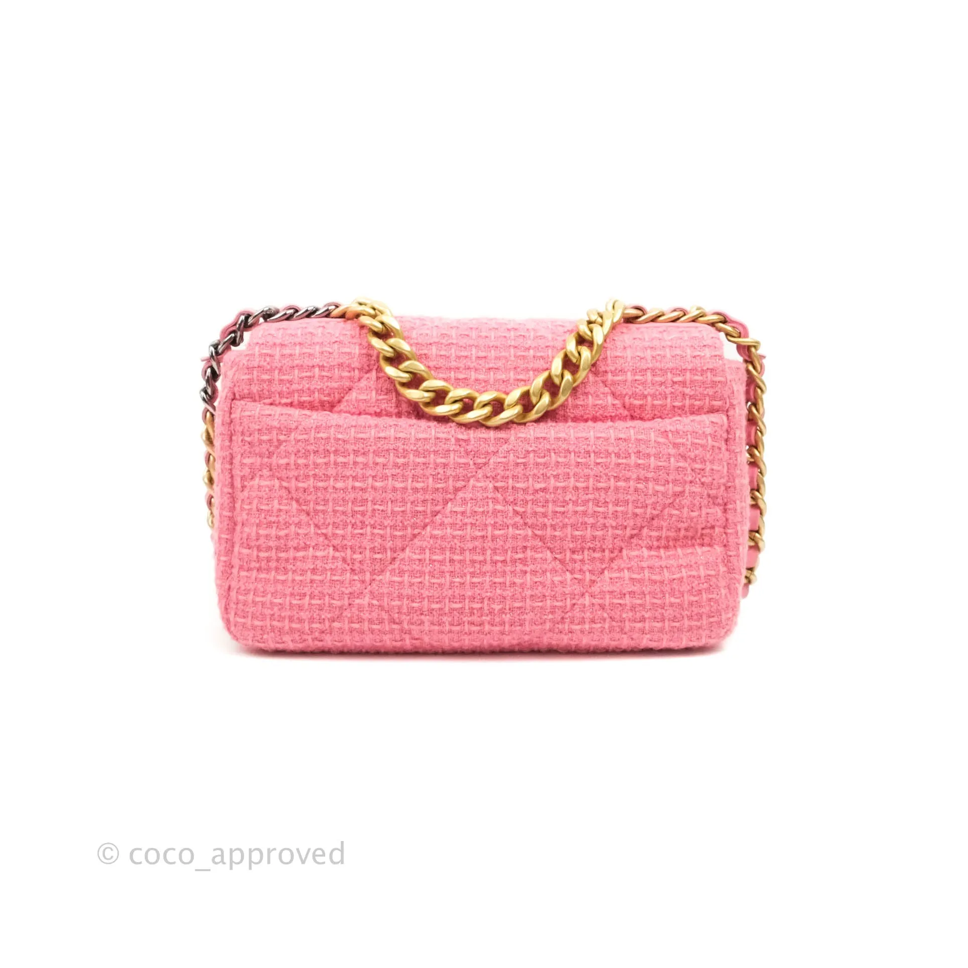 Chanel 19 Small Tweed Pink Mixed Hardware