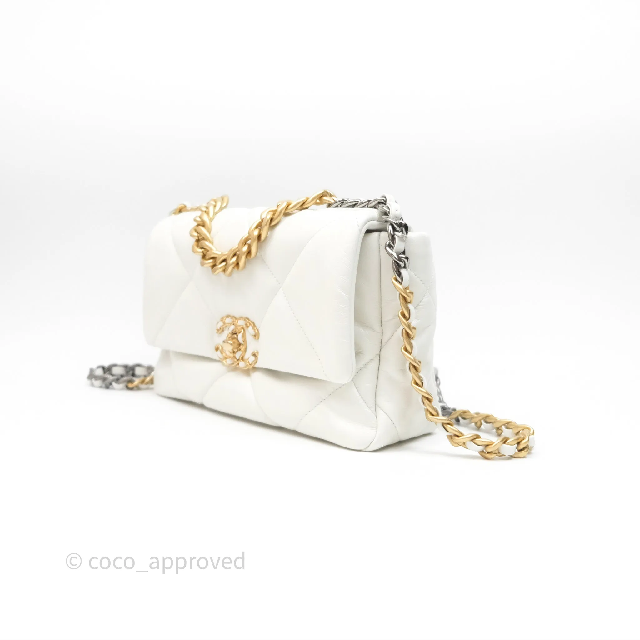 Chanel 19 Small White Mixed Hardware
