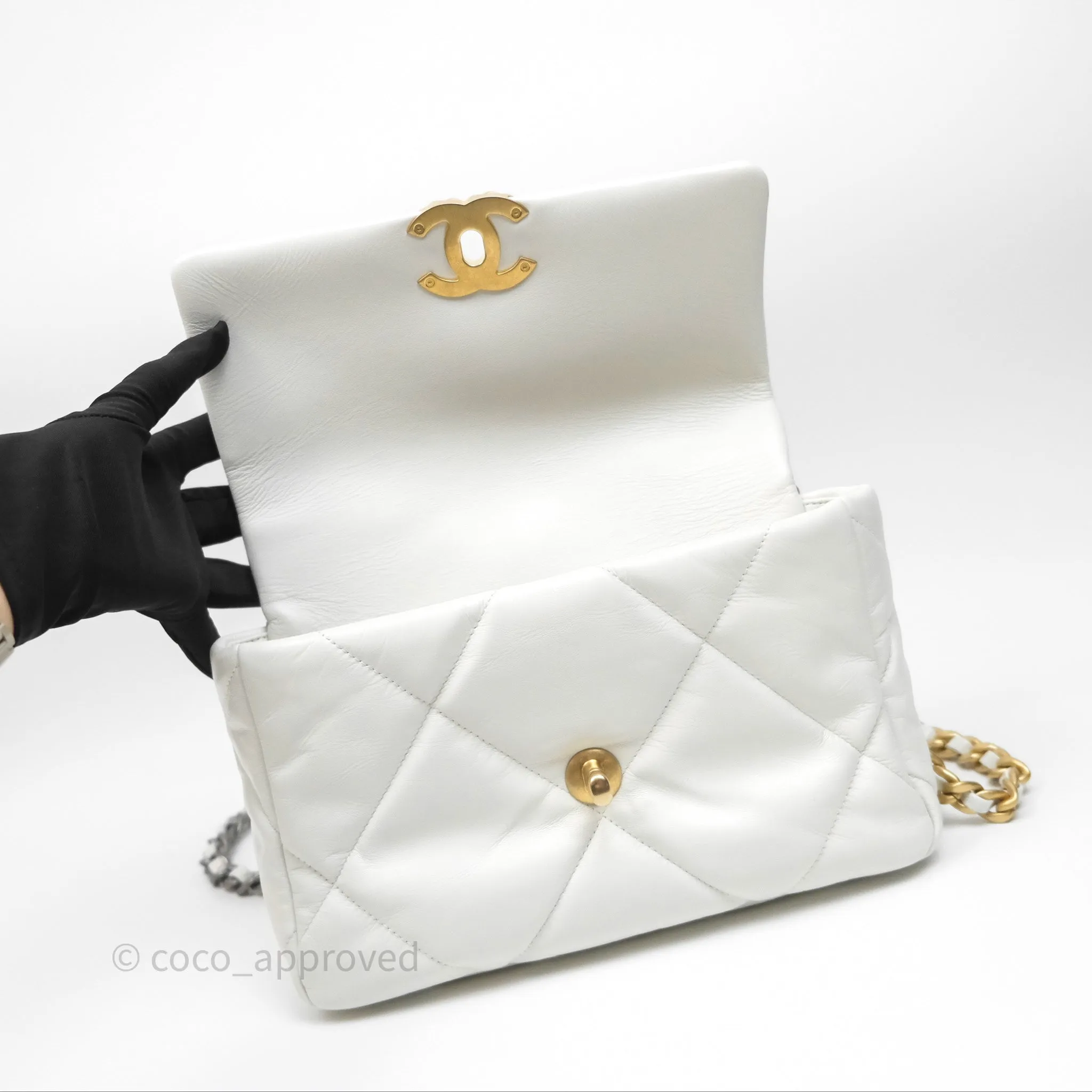 Chanel 19 Small White Mixed Hardware